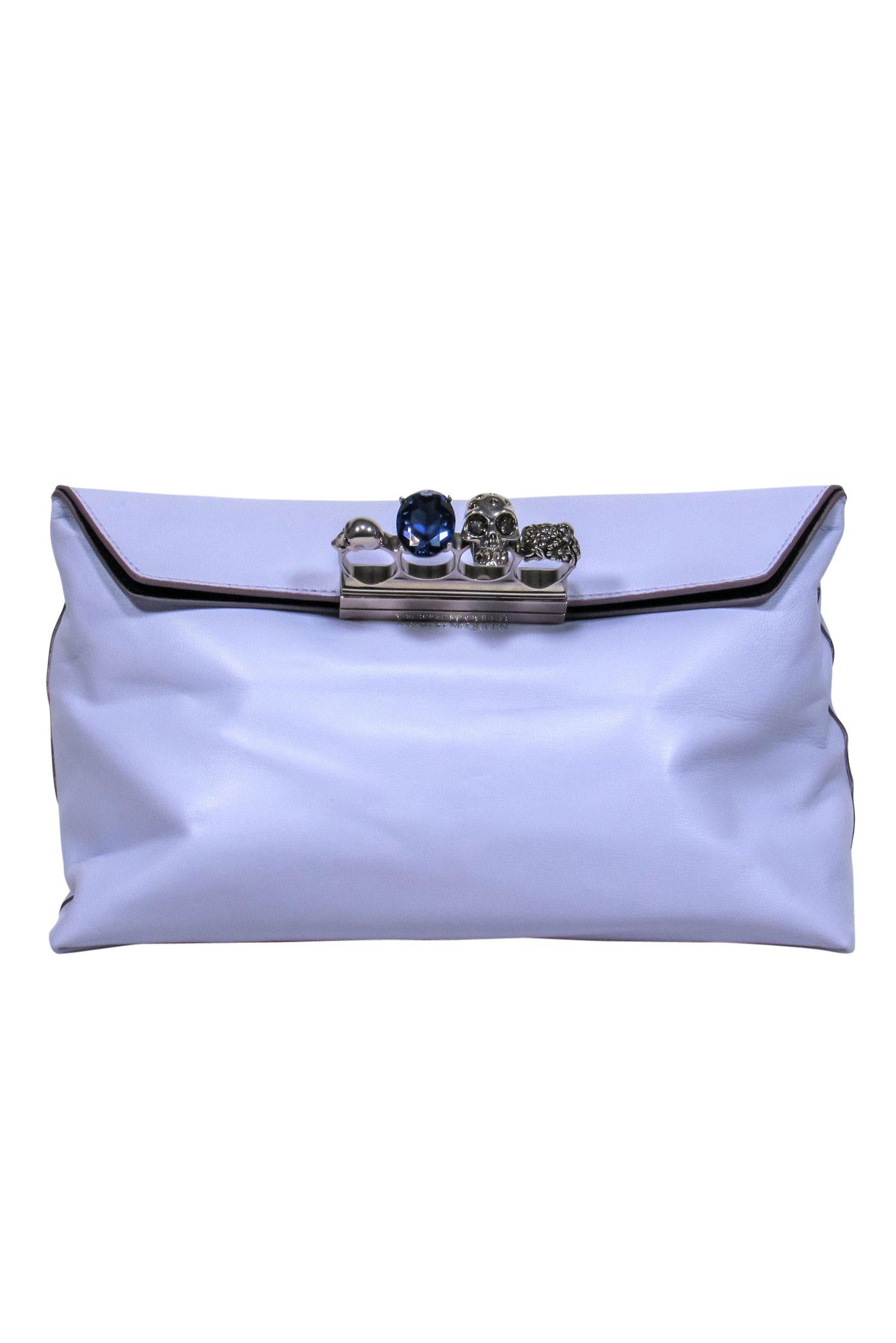 Alexander McQueen's Lavish Lavender Leather Jeweled Knuckle Clutch