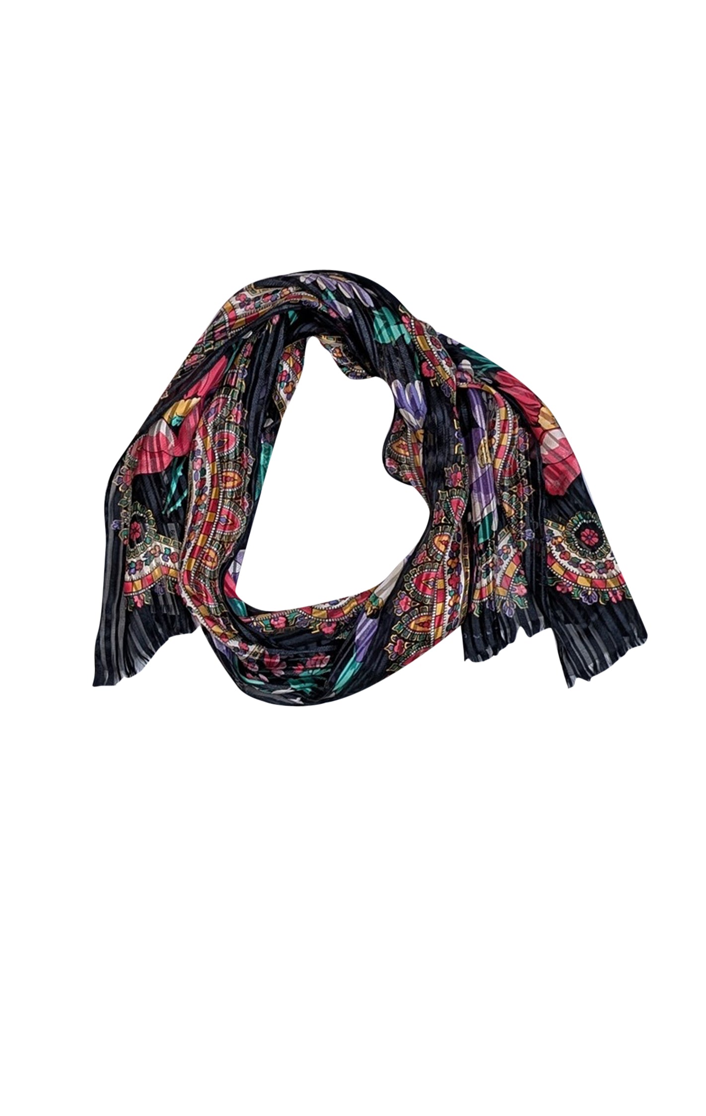 Oscar de la Renta - Stunning Navy & Multi - Color Floral Silk Scarf