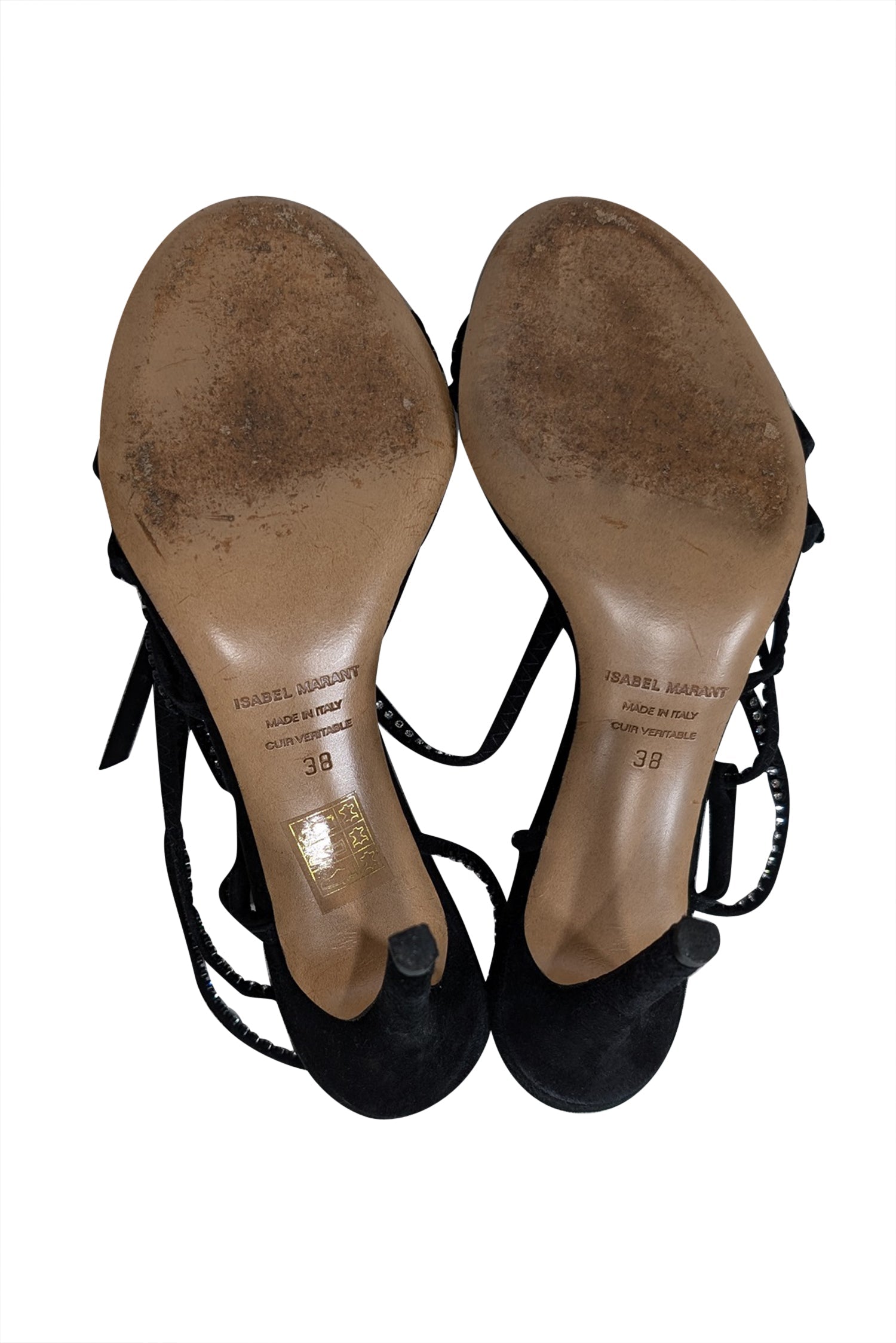 Isabel Marant's Glamorous Black Suede Rhinestone Strappy Pumps - Size 8