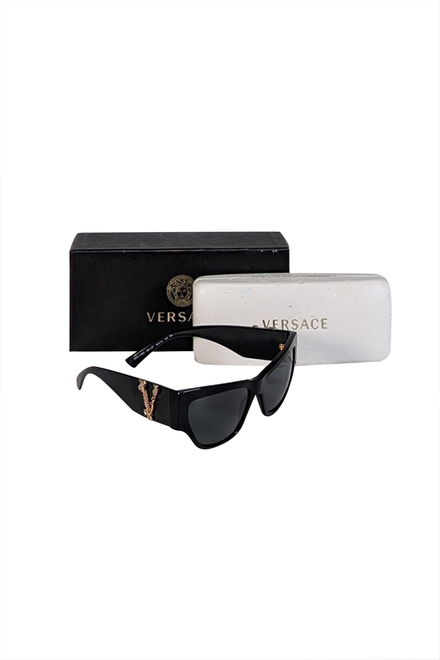 Versace Glamorous Black Thick Cat Eye Sunglasses