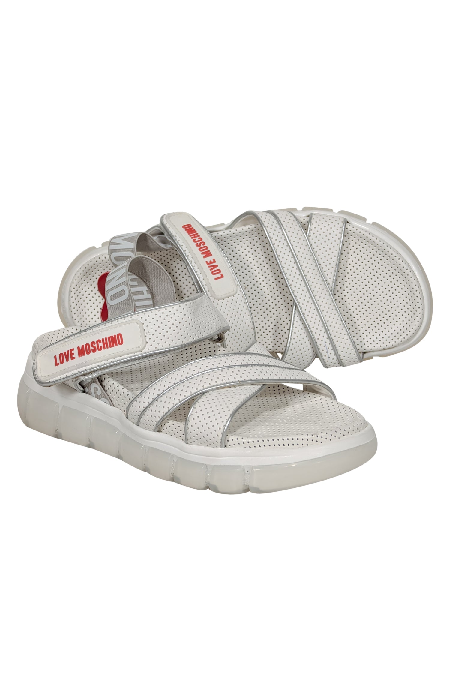 Love Moschino - Chic White Velcro Strappy Sandals in Size 7