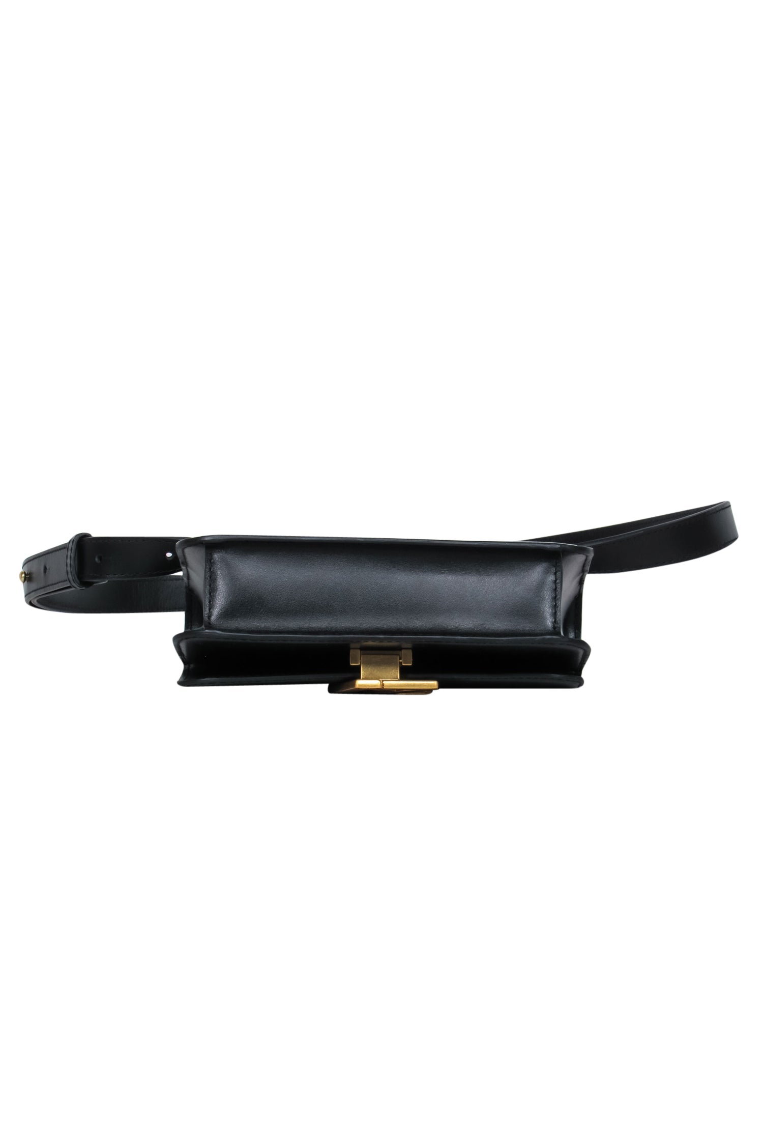 Zadig & Voltaire - Luxurious Black Leather Fold-Over Fanny Pack with Stunning Gold Logo Clasp