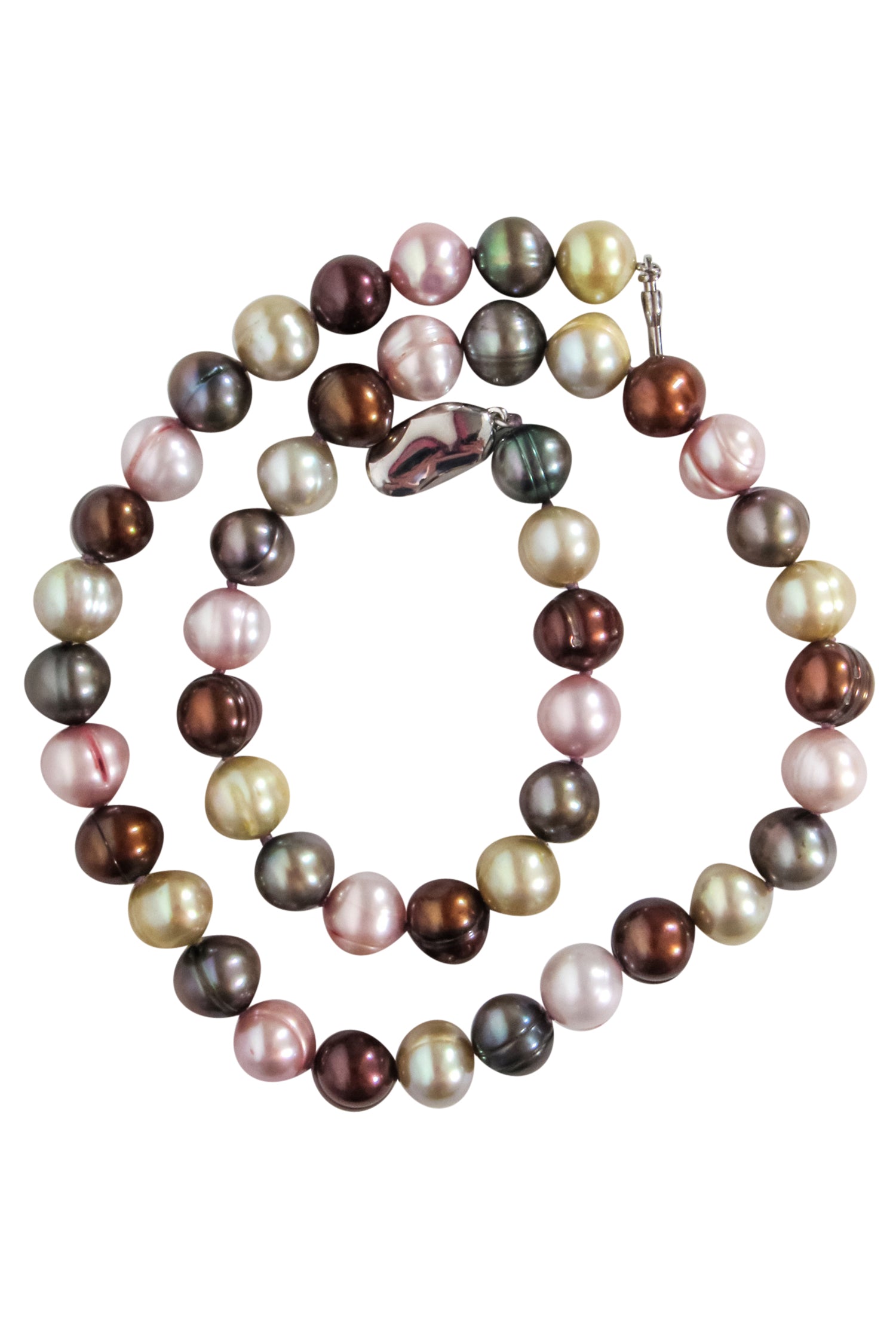 Honora - Exquisite Brown, Ivory & Grey Freshwater Pearl Necklace