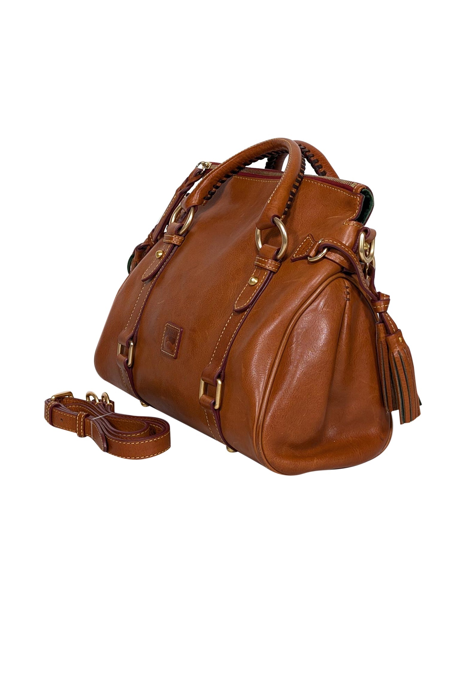 Dooney & Bourke Tan Leather Large Cowgirl-Inspired Satchel Bag