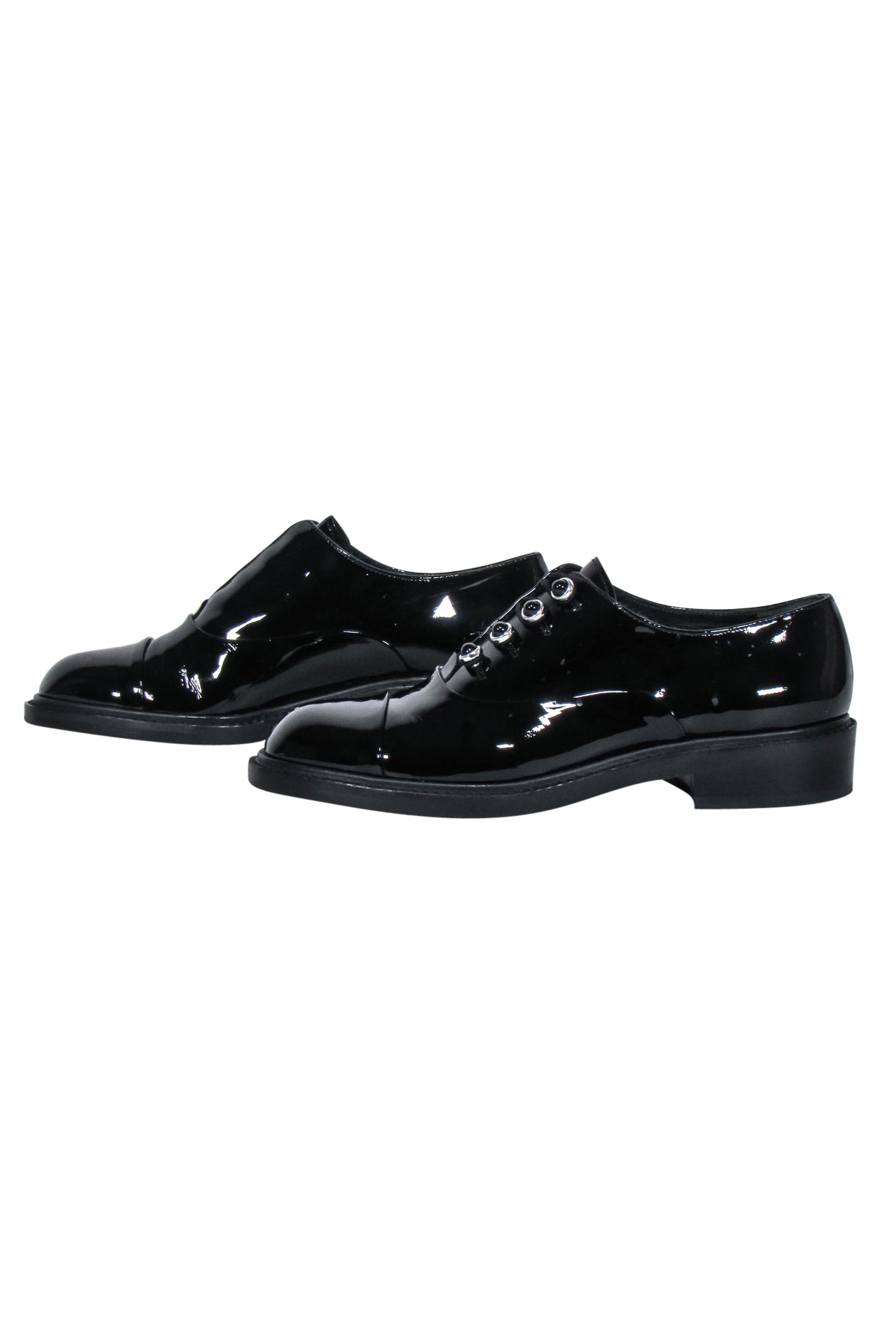 Stuart Weitzman - Stunning Black Patent Lace - Up Oxfords in Size 6