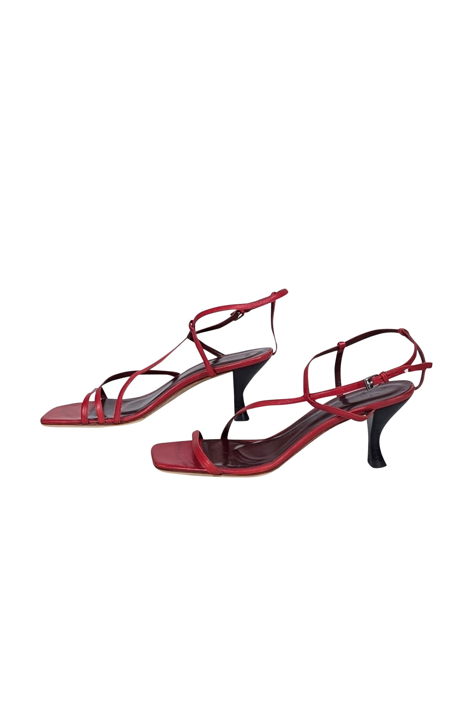 Staud's Gorgeous Red Square - Toe Strappy Kitten Heels, Size 12