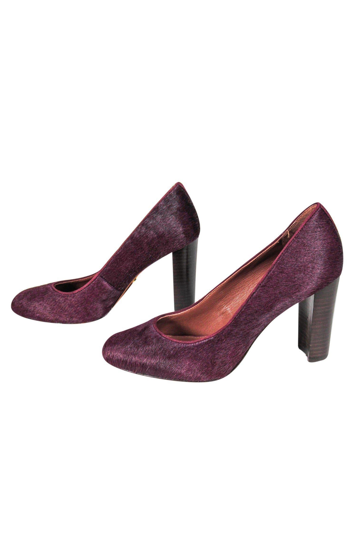 Lauren Ralph Lauren Plum Calf Hair Stacked Heel Pumps - Size 6.5: A Glamorous Office Essential