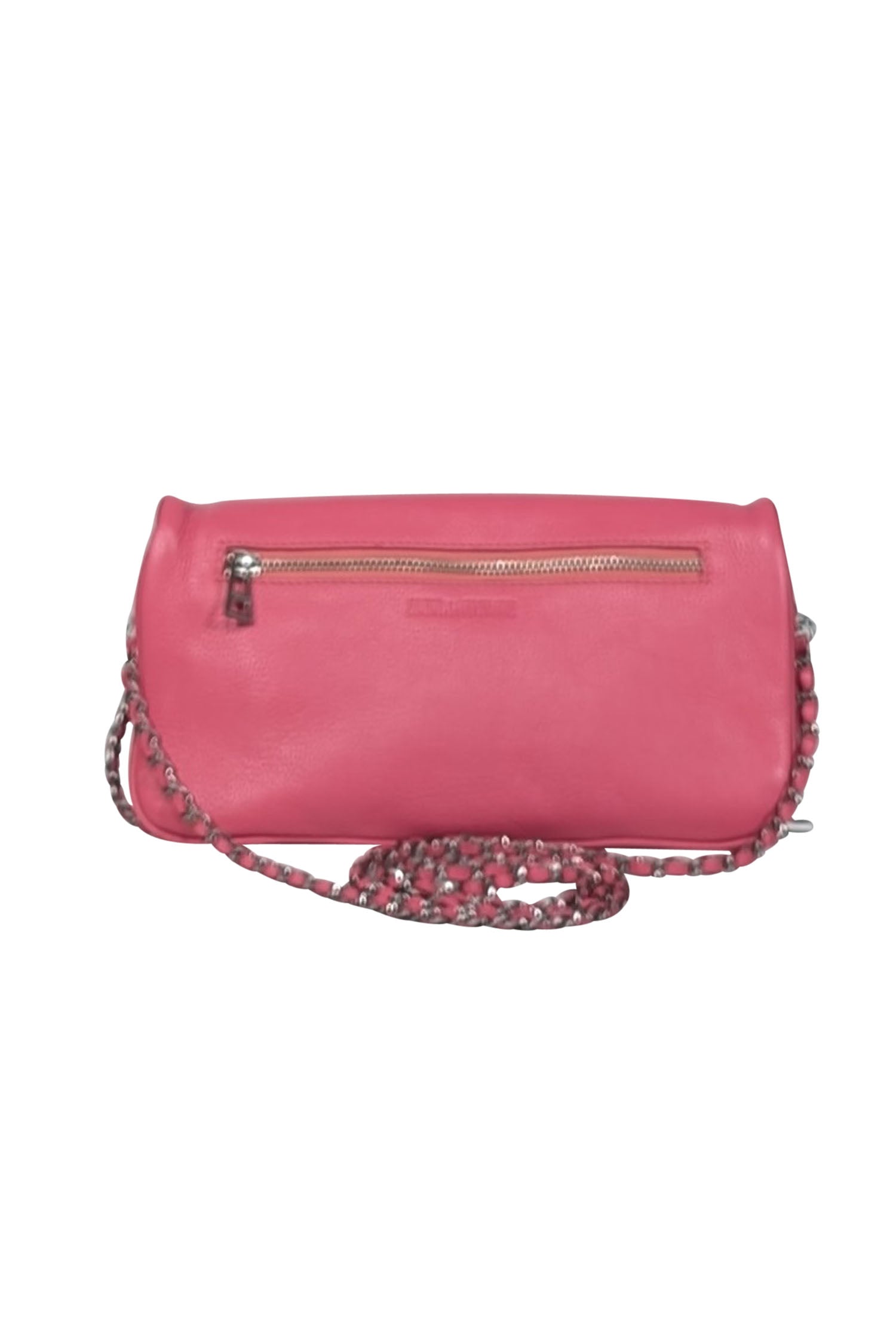 Zadig & Voltaire - Fiercely Feminine Pink Grained Leather Double Chain Shoulder Bag