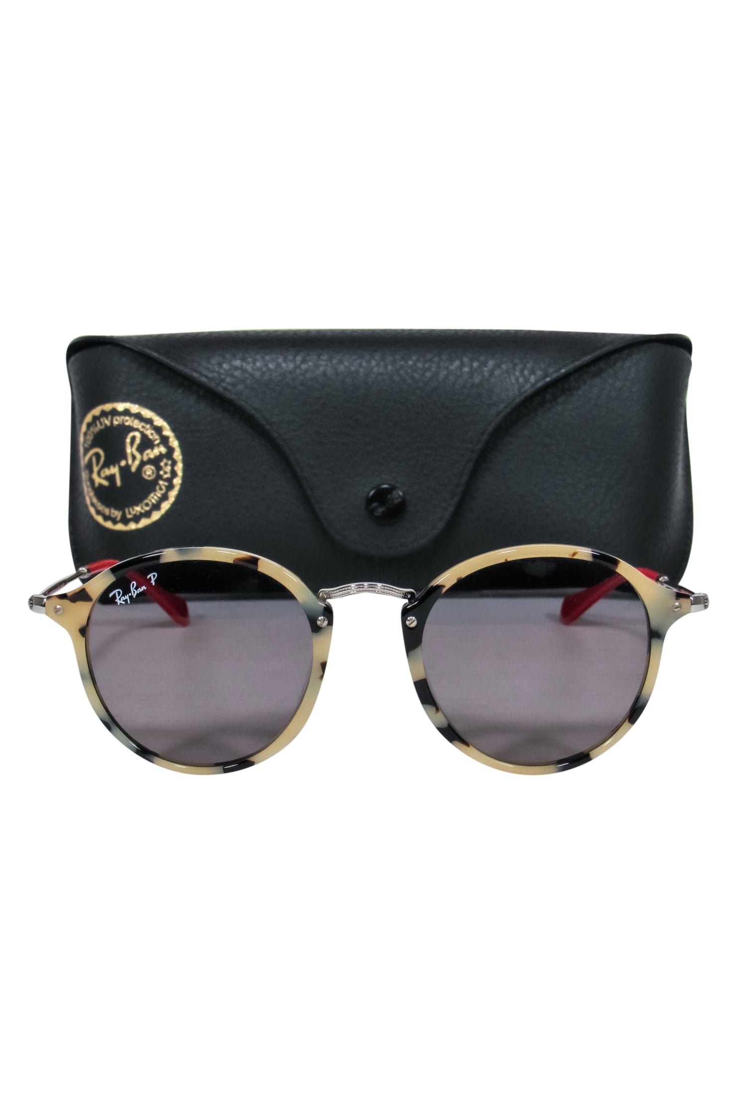 Ray-Ban's Stunning Beige Tortoise Shell & Red Round Sunglasses