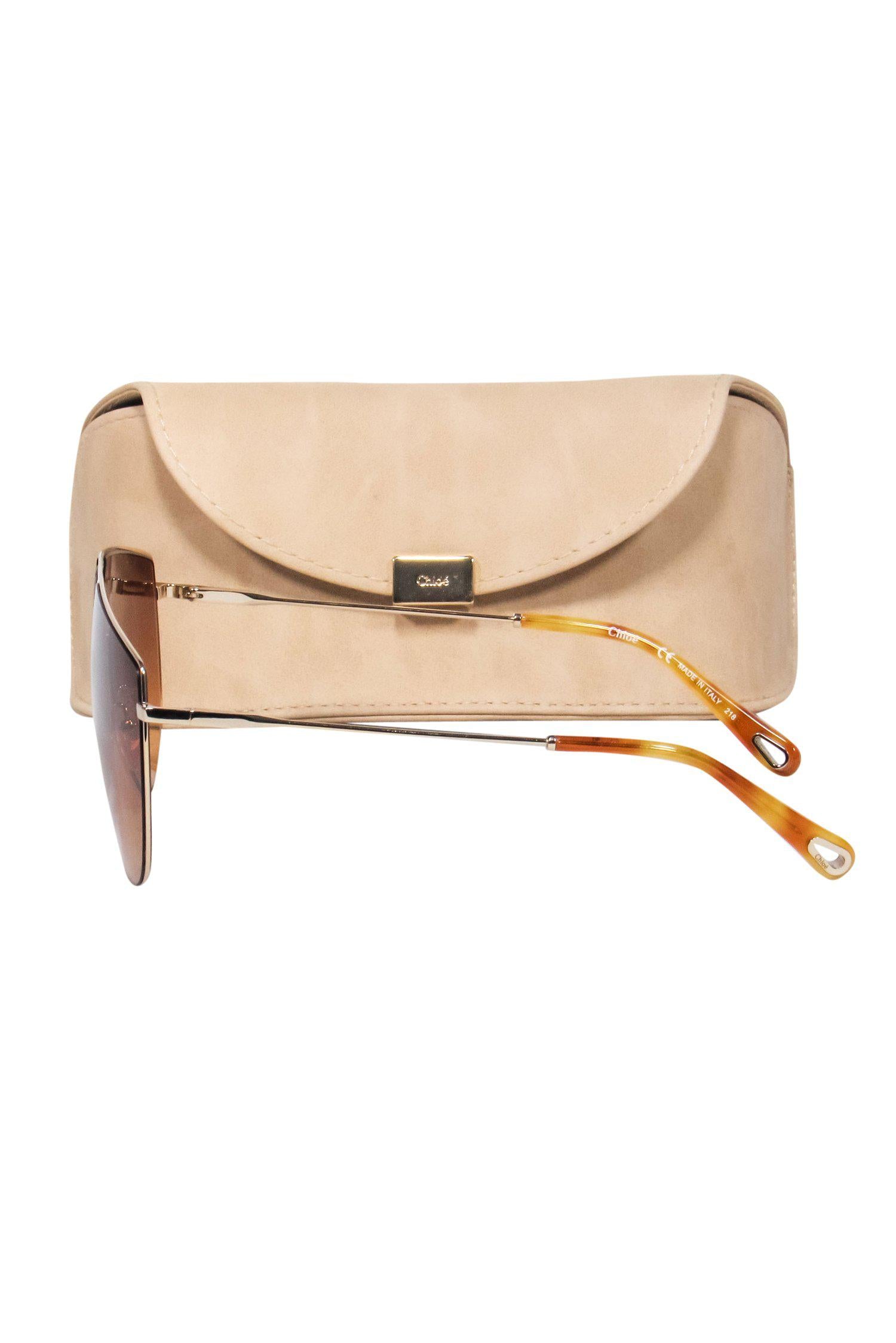 Chloe Gold Shield Sunglasses with Stylish Cutouts