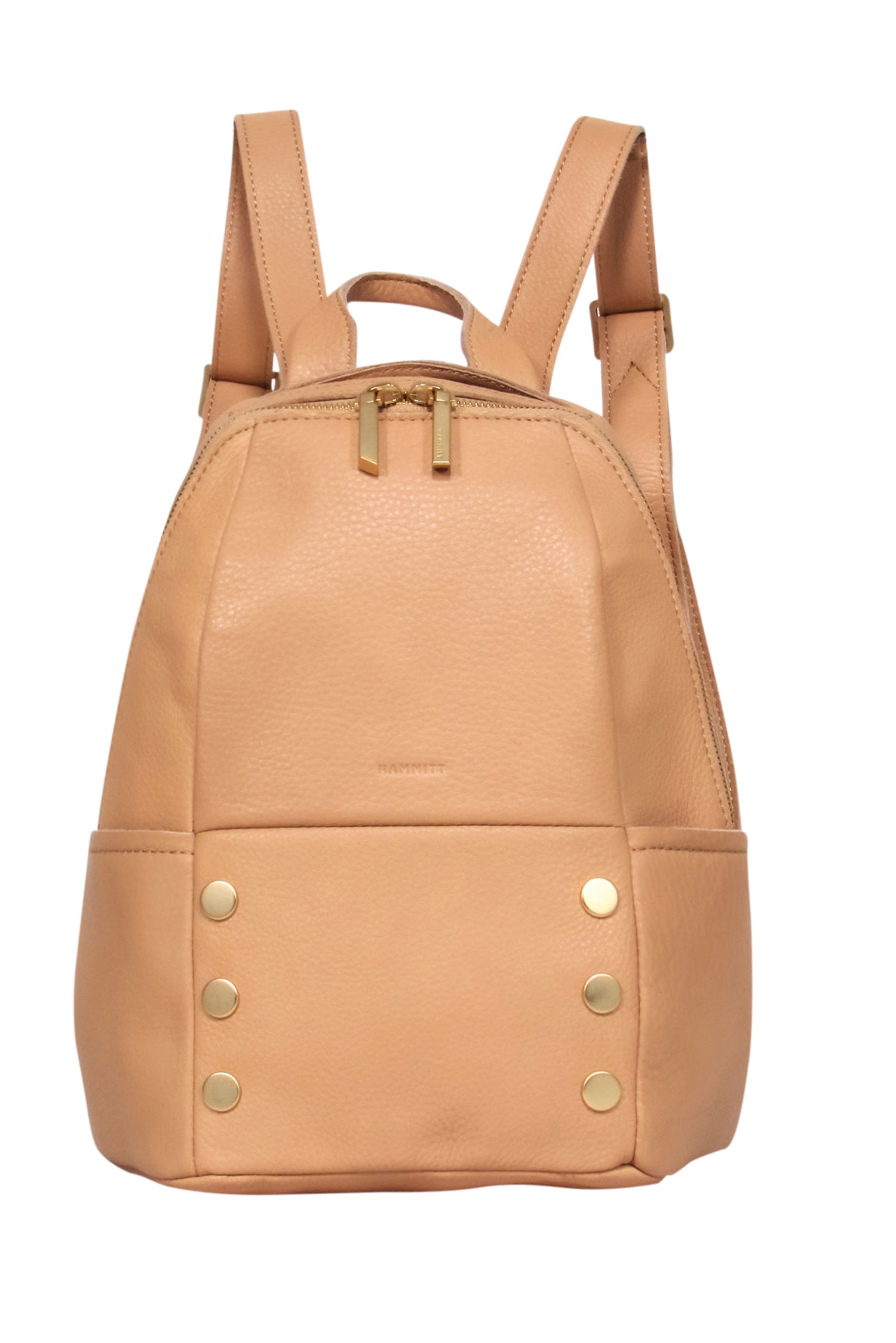 Hammitt's Stunning Beige Leather Mini Backpack Purse with Gold Studs