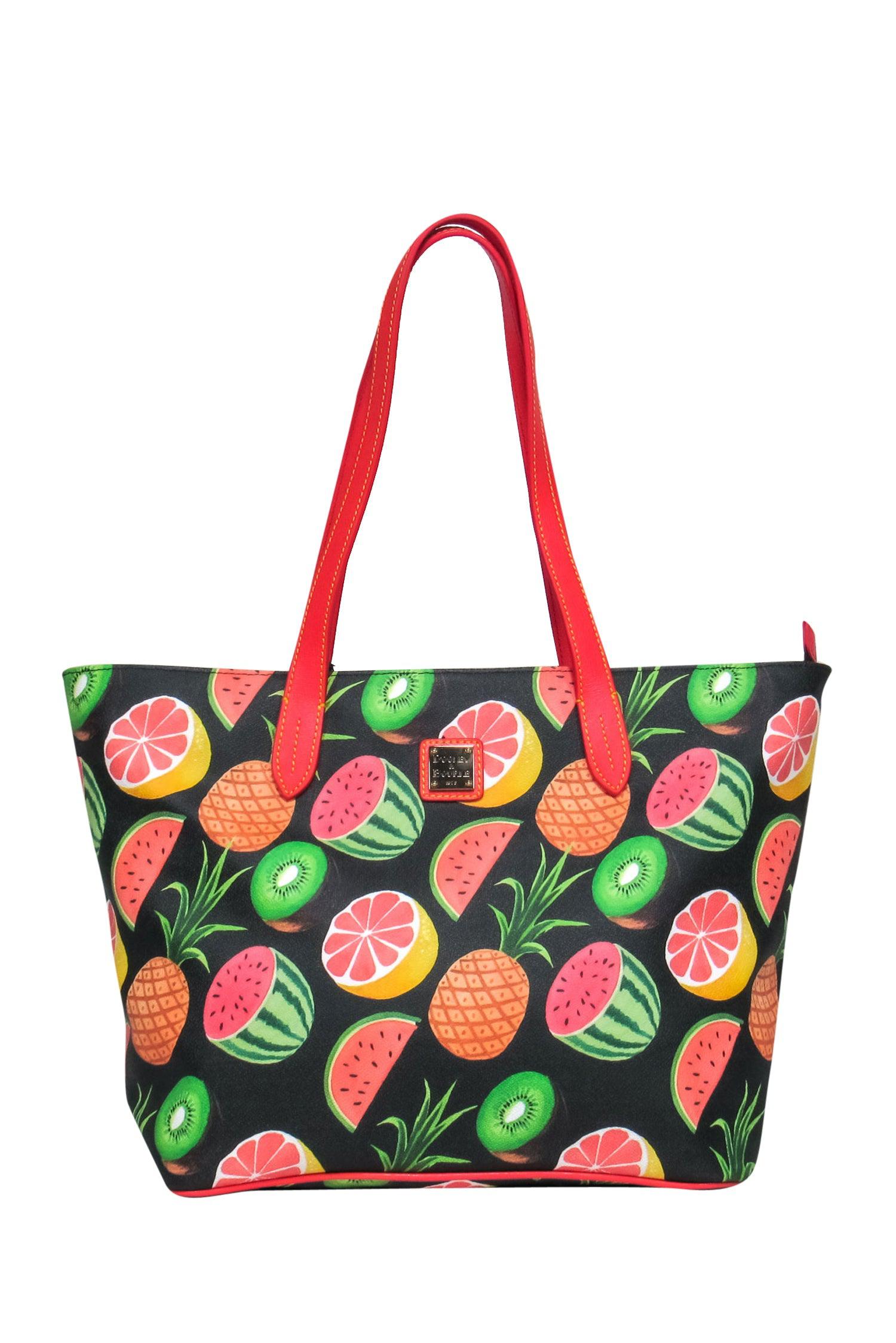 Dooney & Bourke - Tropical Fruit Printed Pebbled Leather Tote Bag