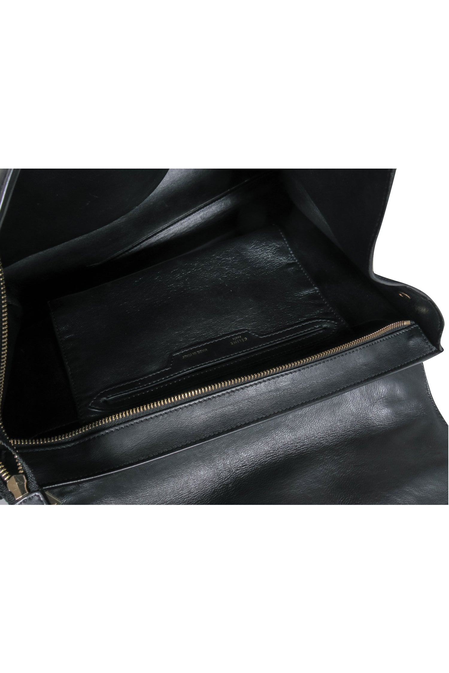 Celine Black Leather Reptile Embossed Fold-Over Handbag - A Safari Chic Statement Piece