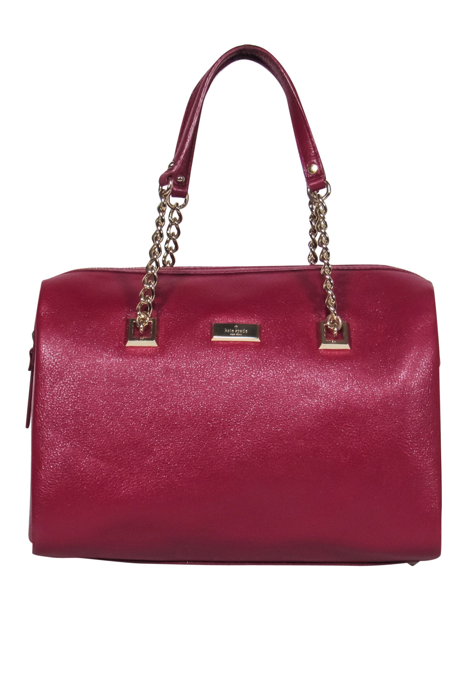 Kate Spade's Stunning Red Pebbled Leather Carryall with Chain Handles