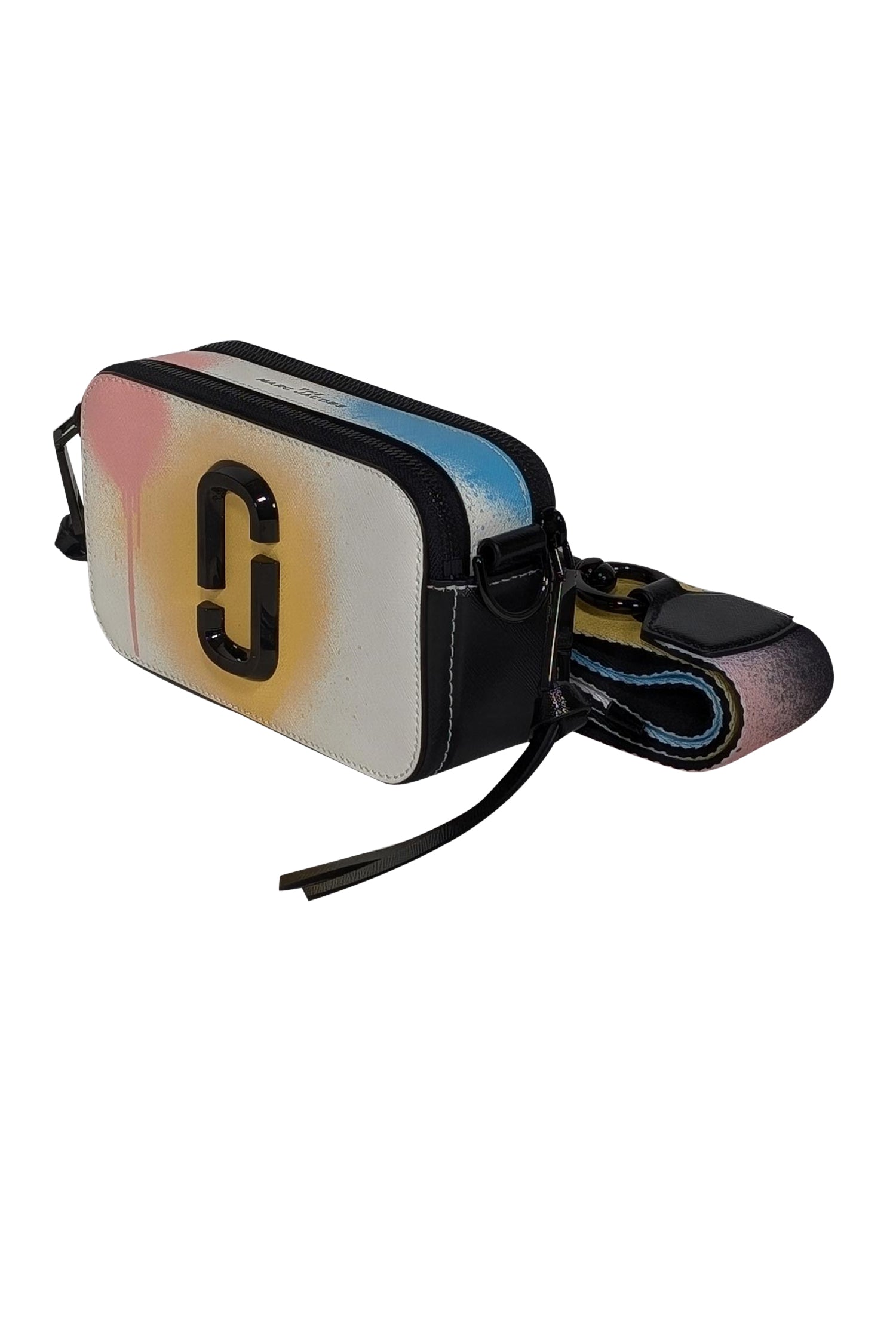 Marc Jacobs Snapshot Bag: White, Black & Multi - Color Paint Splatter Print