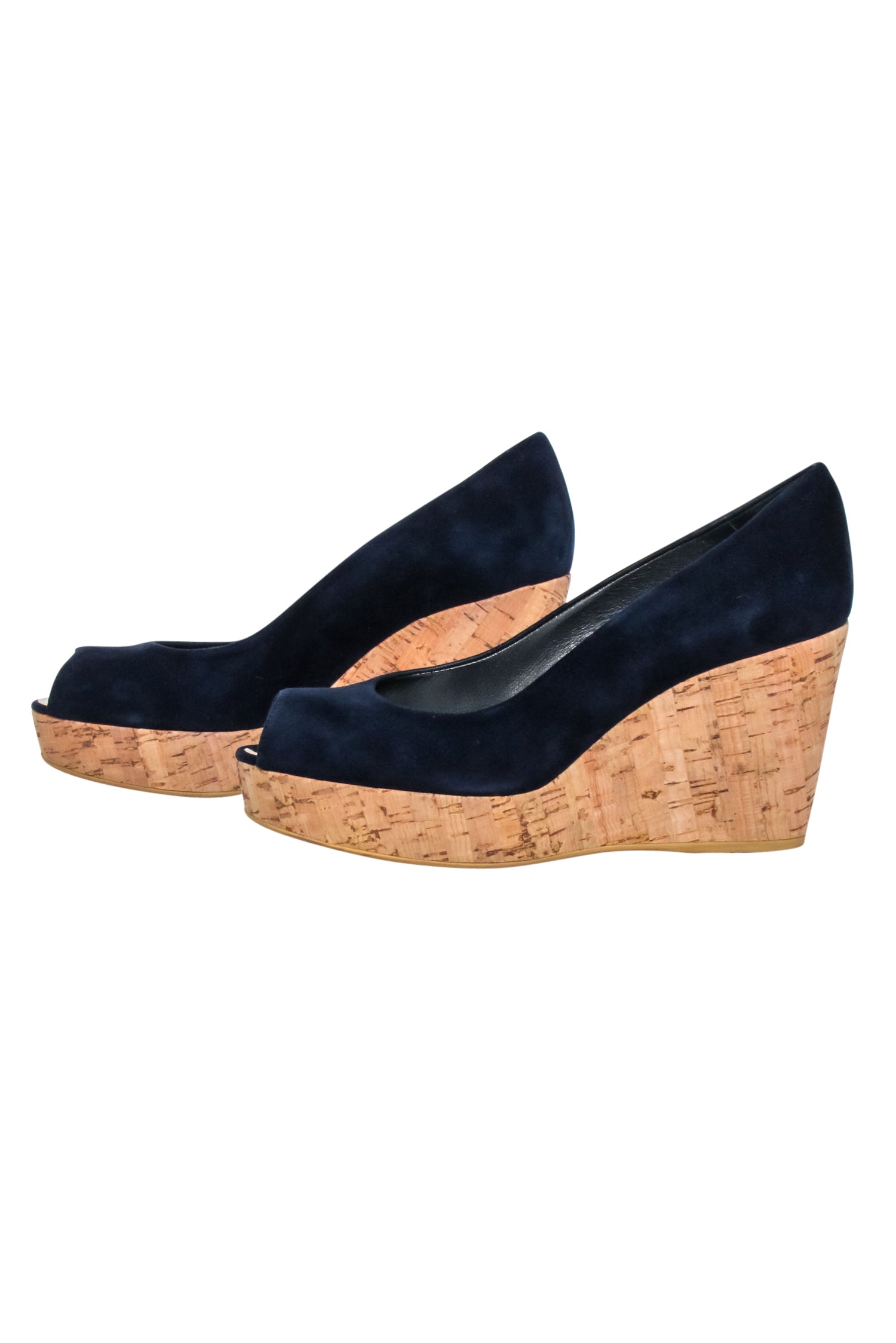 Stuart Weitzman Navy Peep - Toe Cork Wedges: Size 8 Trendsetters!