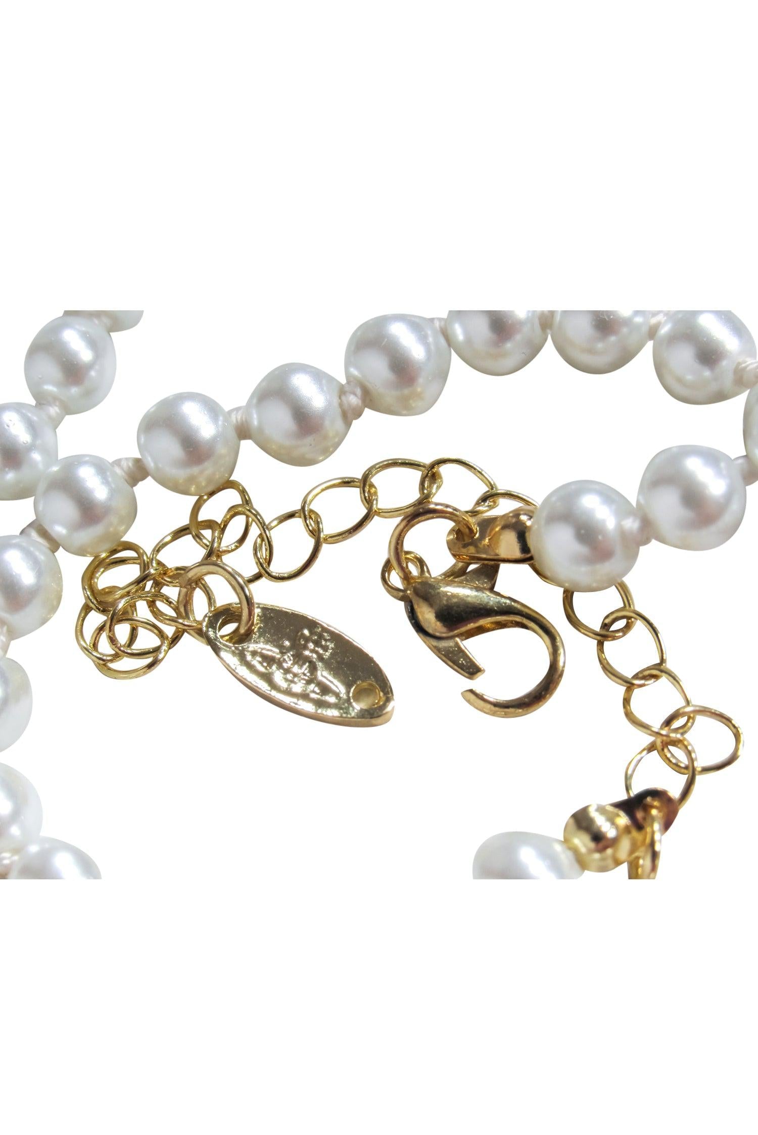 Vivienne Westwood - Glamorous Faux Pearl Choker Necklace with Crystal-Embellished Logo