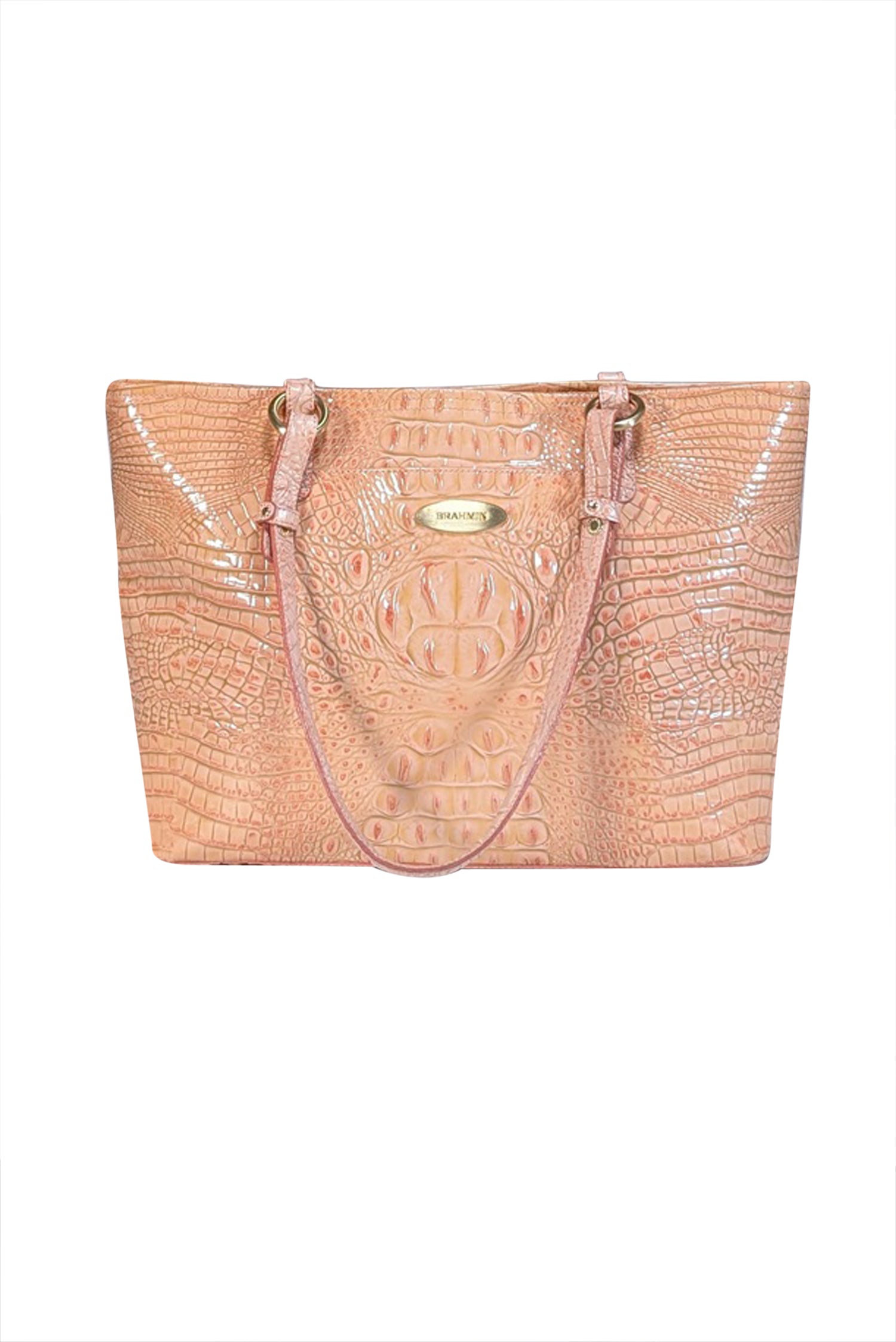 Brahmin - Stunning Peach Pink Croc-Embossed Leather Tote Bag