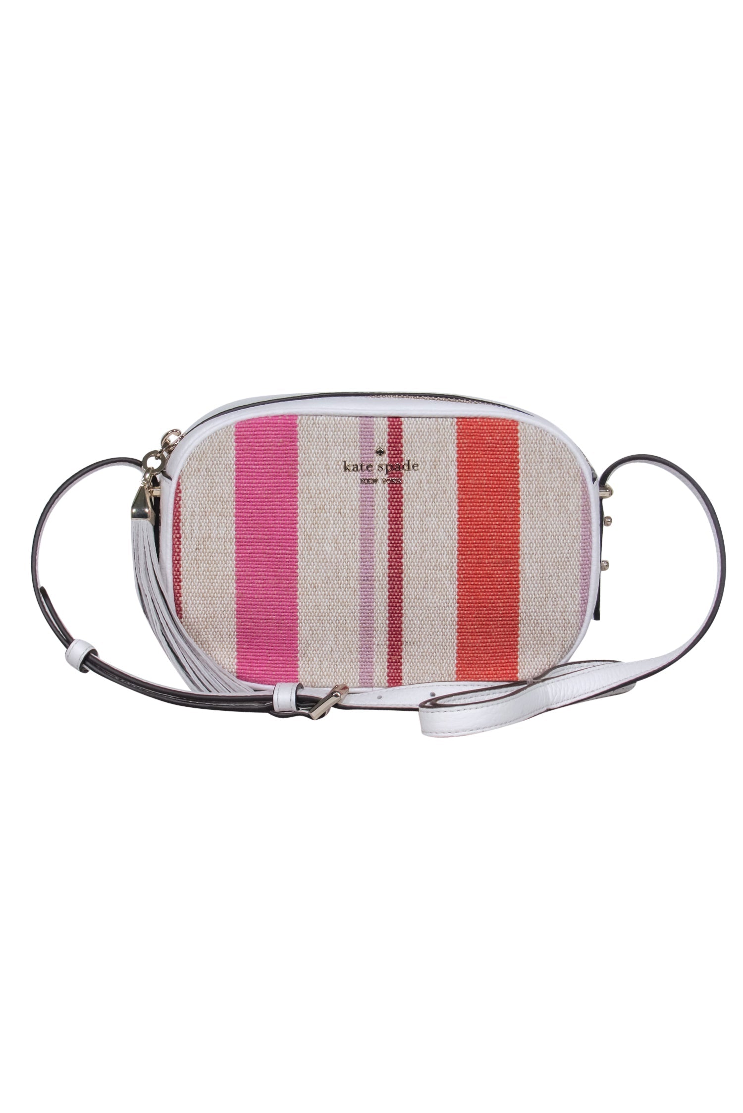 Kate Spade's Stunning White, Pink & Red Striped Crossbody: A Colorful Delight