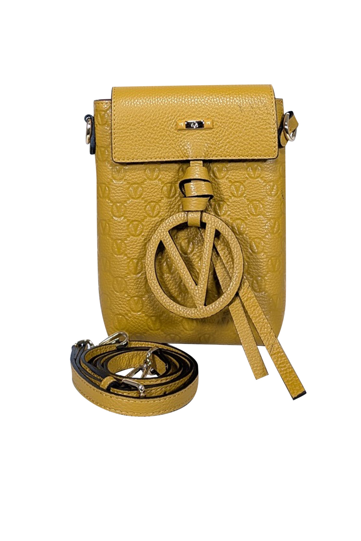 Valentino by Mario Valentino - Stunning Mustard Yellow Embossed Logo Crossbody Bag