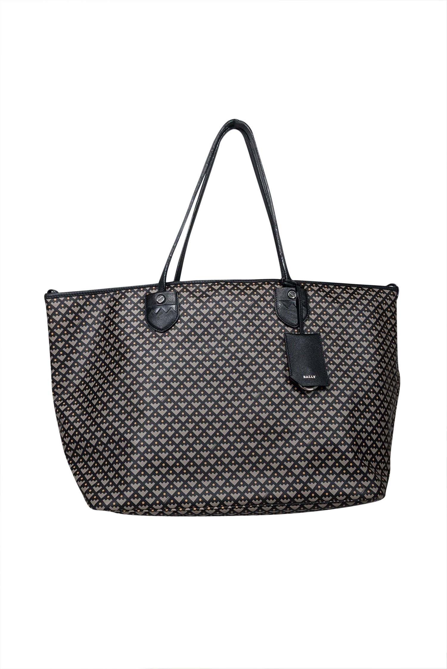Bally - Stunning Black & Taupe Geo Print Tote Bag