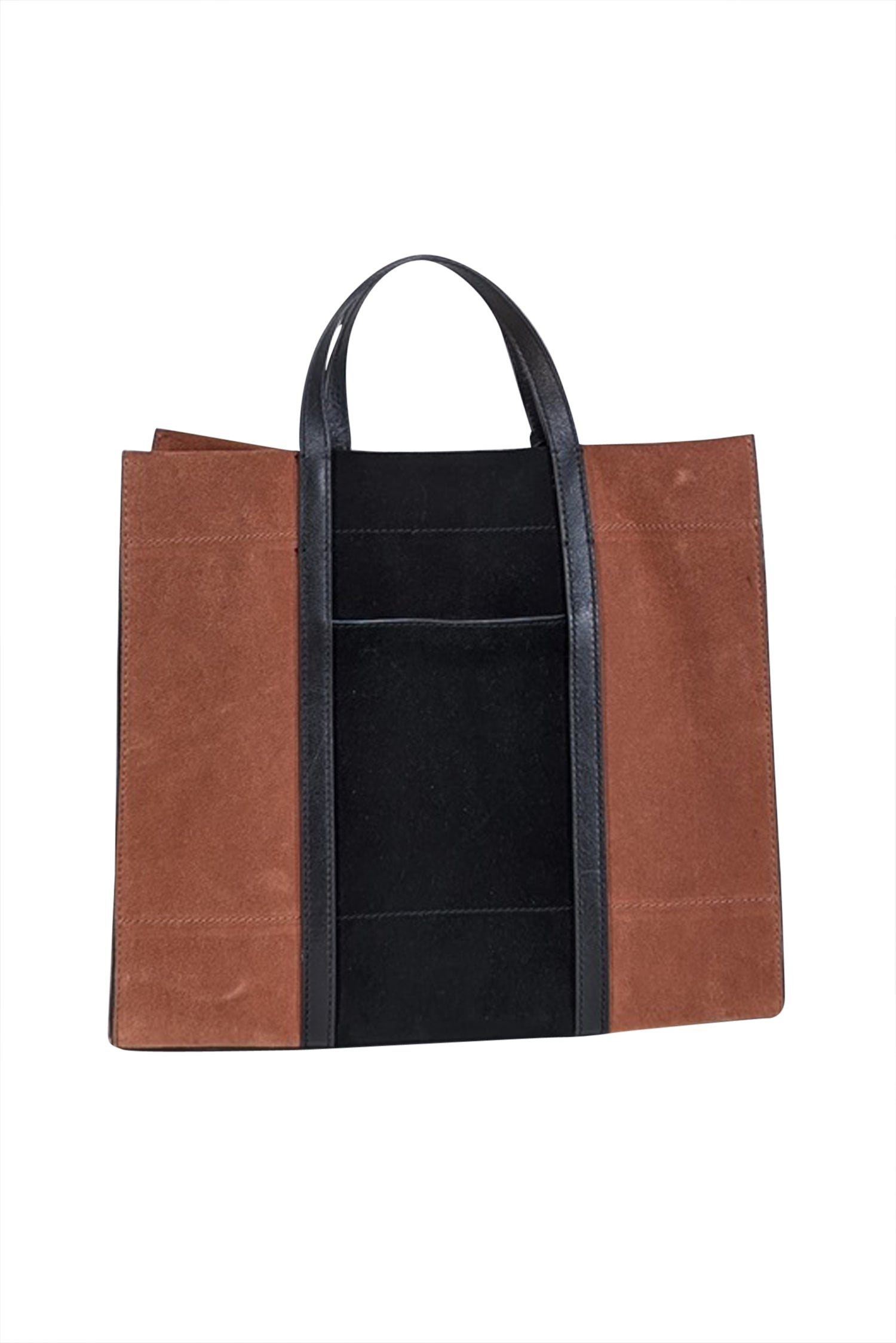 Fossil's Stunning Tan & Black Color-Block Suede Satchel Bag