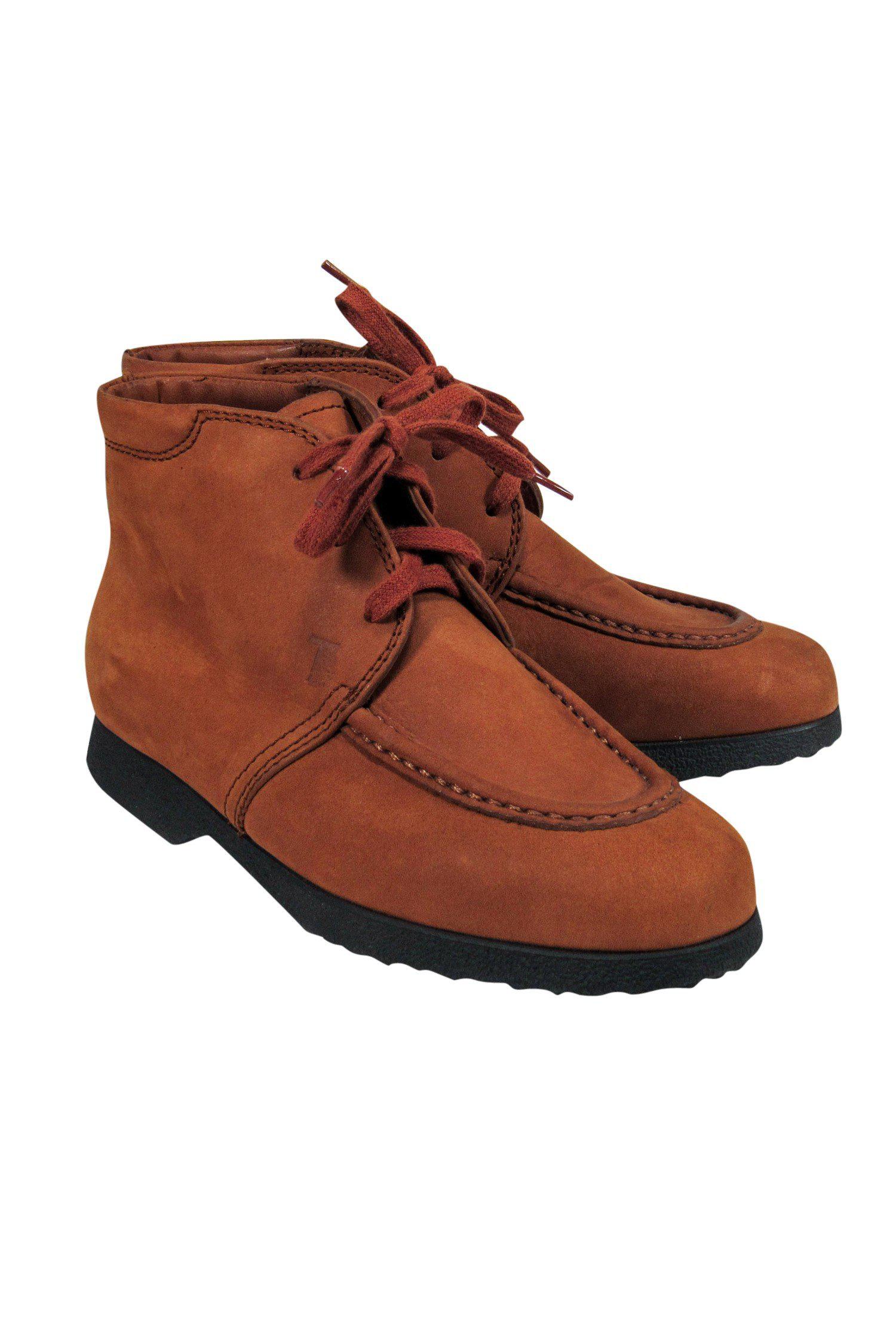 Tod's Brown Soft Leather Lace-Up Booties - Size 5.5, Your Autumn Must-Have!