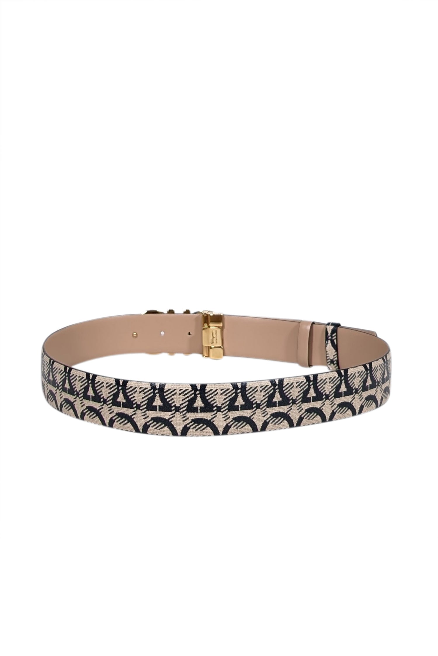 Ferragamo - Stunning Reversible Belt Set in Beige, Tan, Black & Multi (Size M)