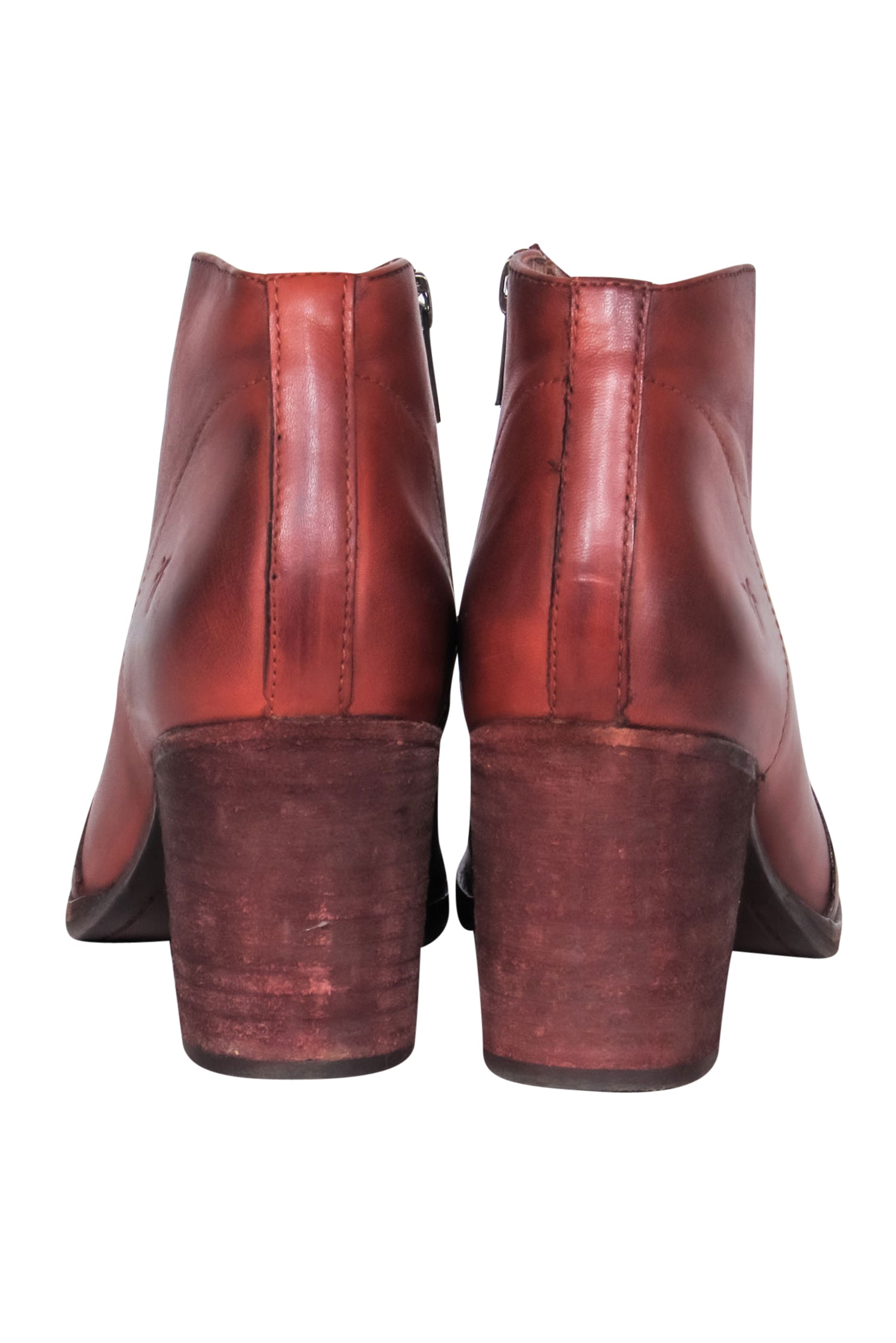 Frye's Red Clay Leather Nora Ankle Booties with Zip - Size 7 - A Must - Have Autumn Luxury!