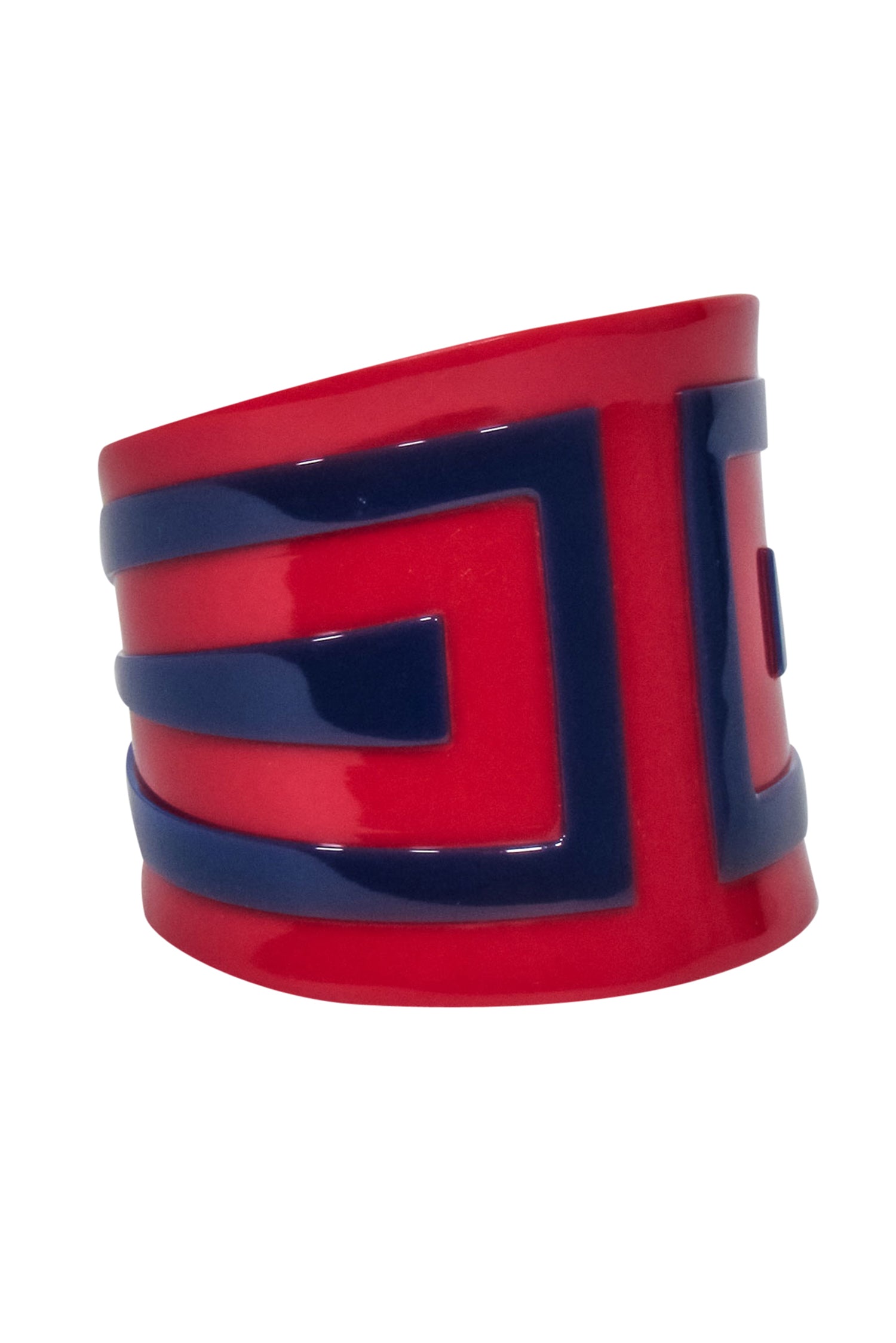 Alexander McQueen - Stunning Red & Navy Geometric Print Cuff Bracelet