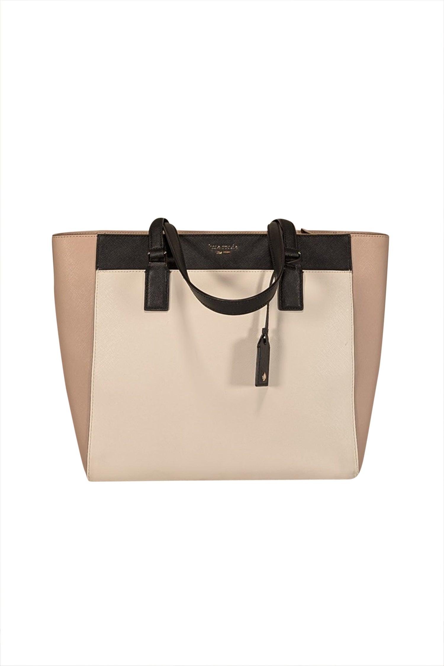 Kate Spade Ivory, Beige & Black Colorblock Luxury Tote Bag