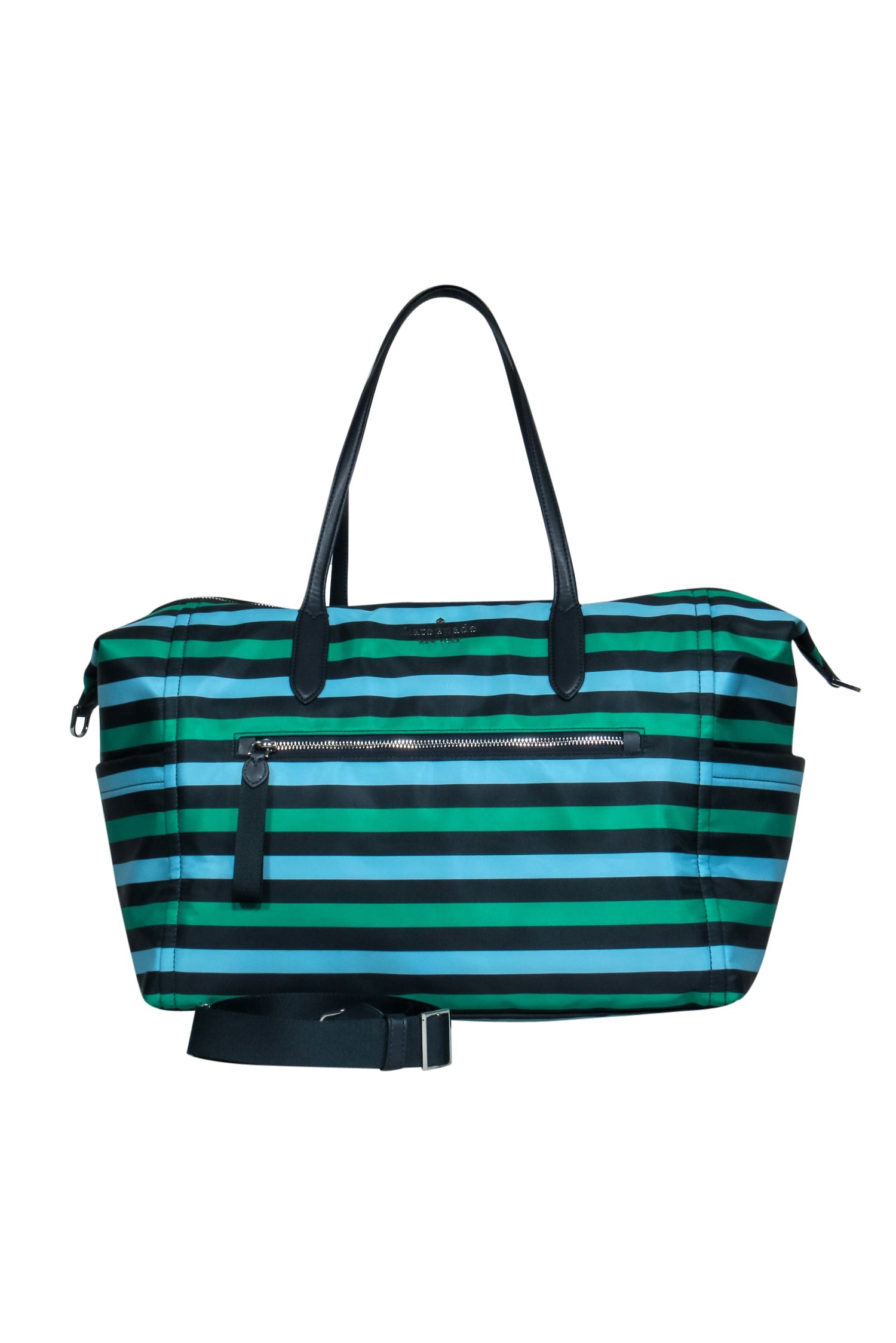 Kate Spade Navy, Green & Blue Striped Nylon Weekender Duffle - Your Ultimate Travel Companion
