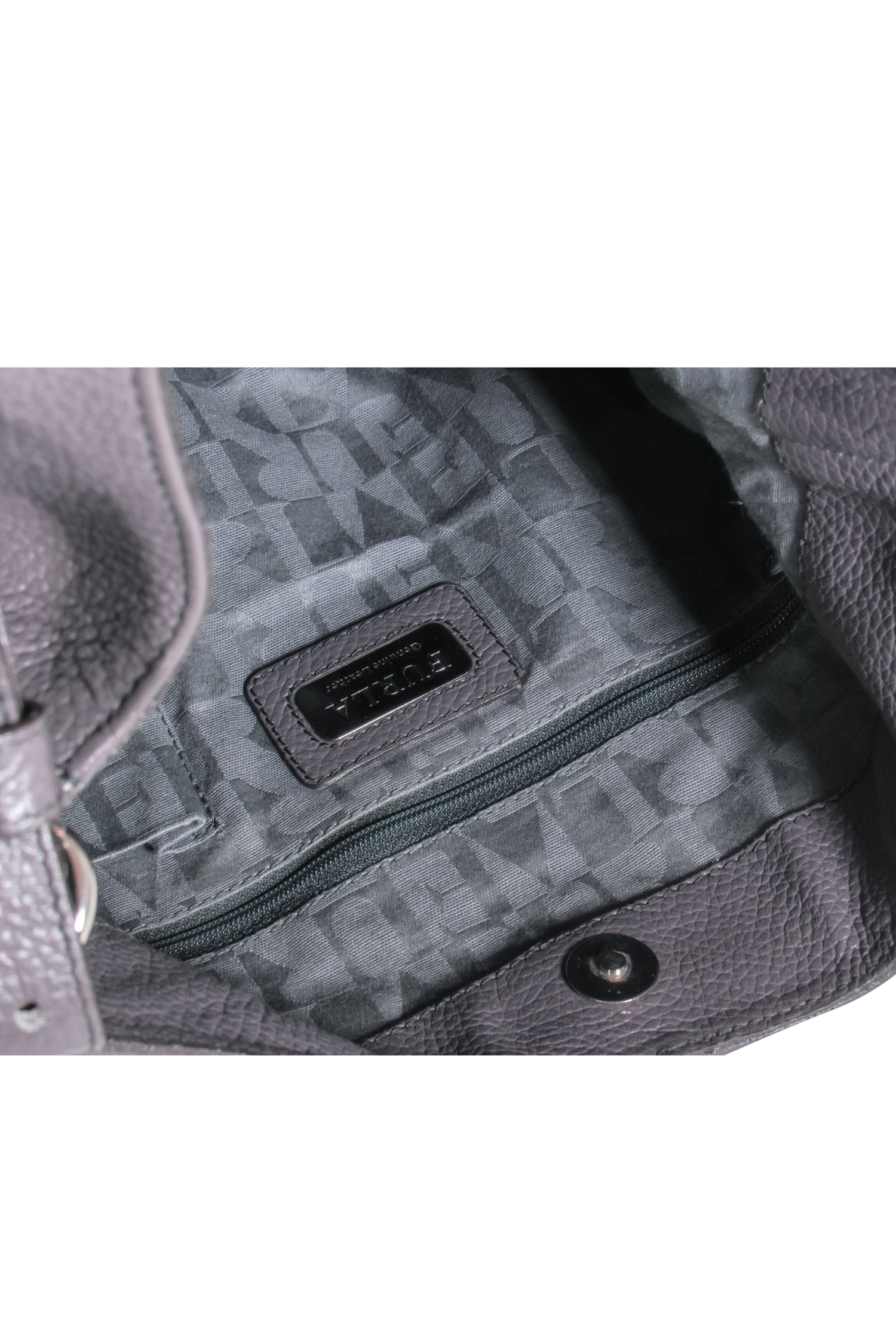 Furla - Stunning Dark Gray Woven Trim Large Shoulder Bag
