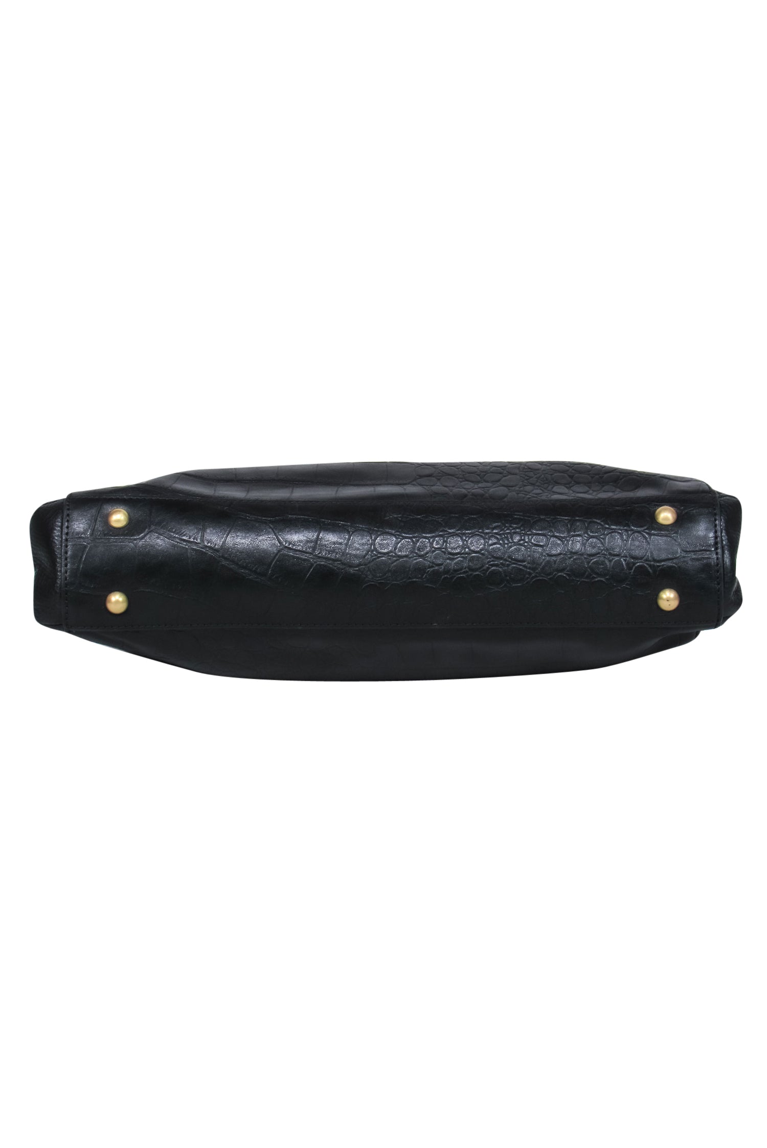 BCBG Max Azria - Stunning Black Crocodile Embossed Convertible Satchel
