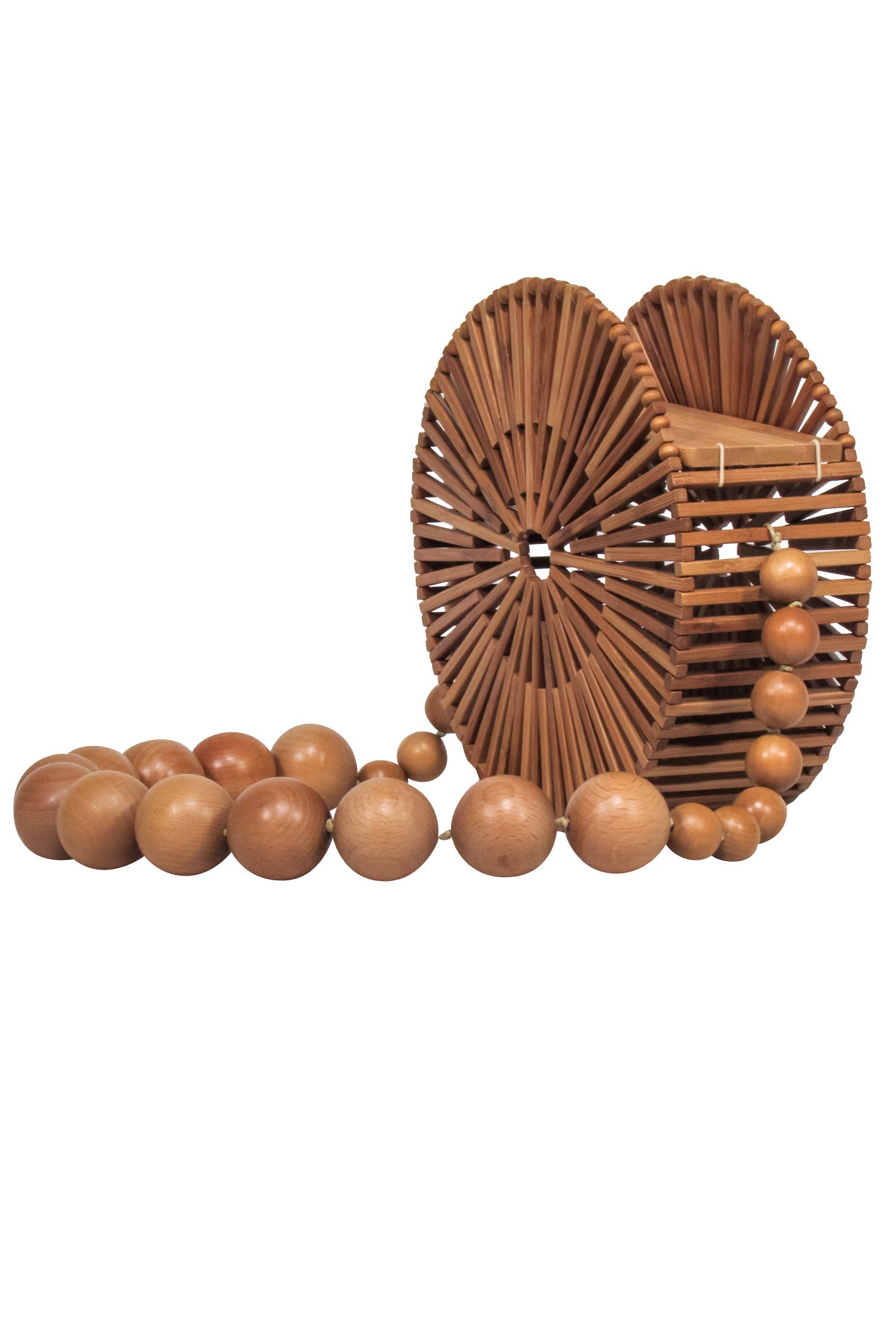 Cult Gaia's Stunning Tan Wooden Round Shoulder Bag for Summer