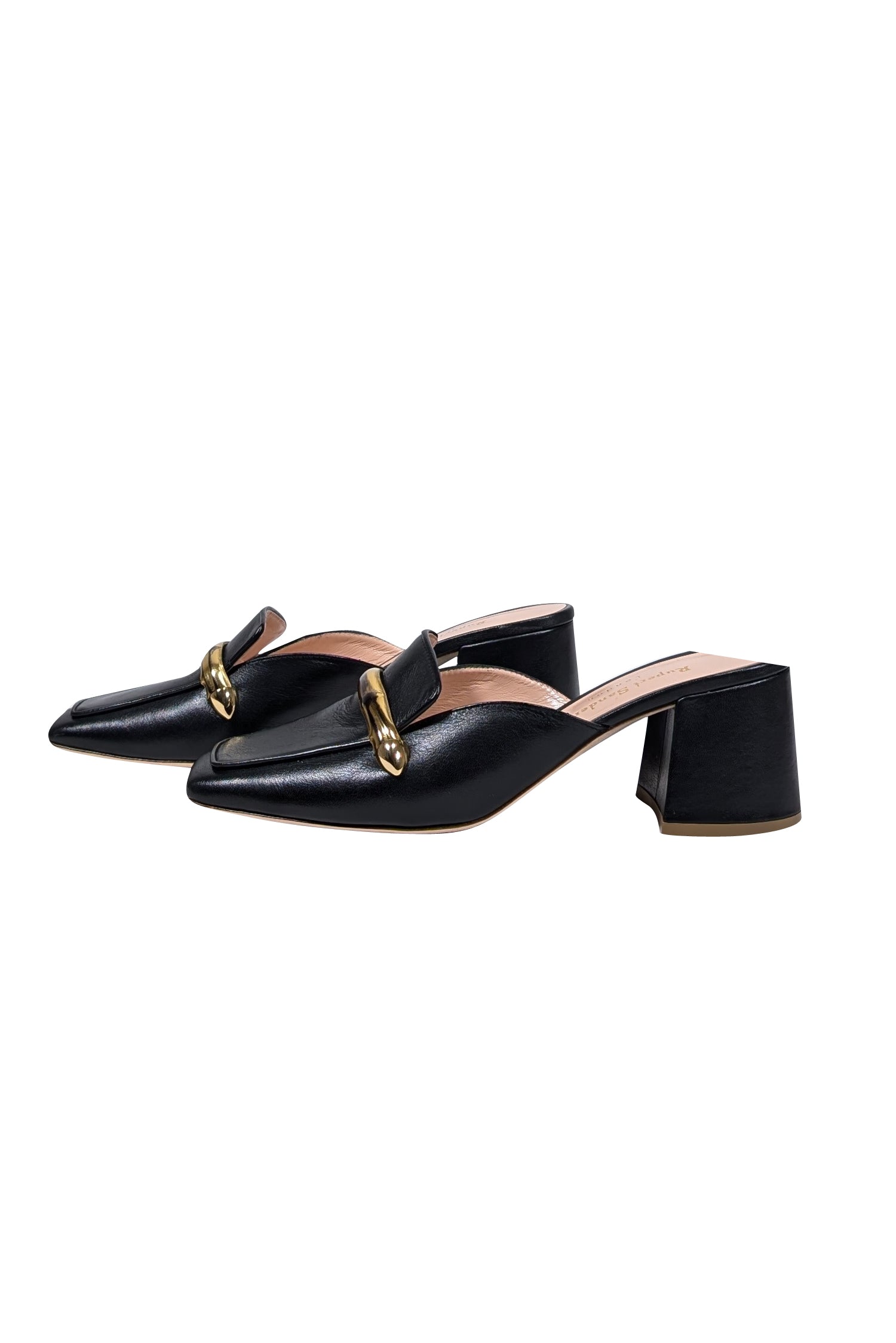 Rupert Sanderson's Stunning Black Leather Closed-Toe Mules - Size 7
