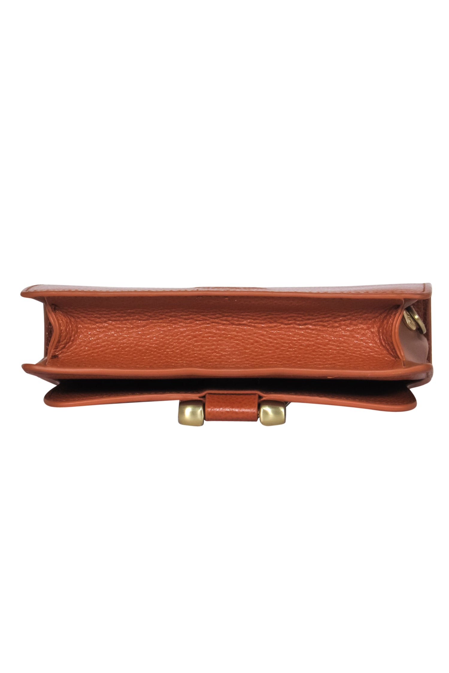 Sancia - Stunning Brown Pebbled Leather Mini Crossbody with a Glamorous Gold Ring