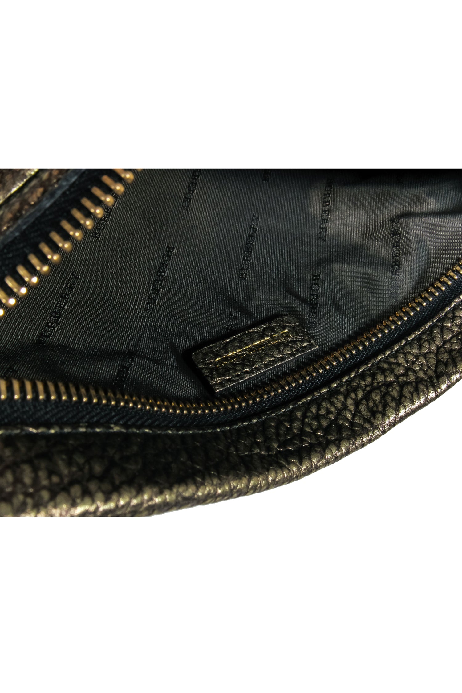 Burberry's Glittering Pebbled Gold Leather Zippered Wristlet