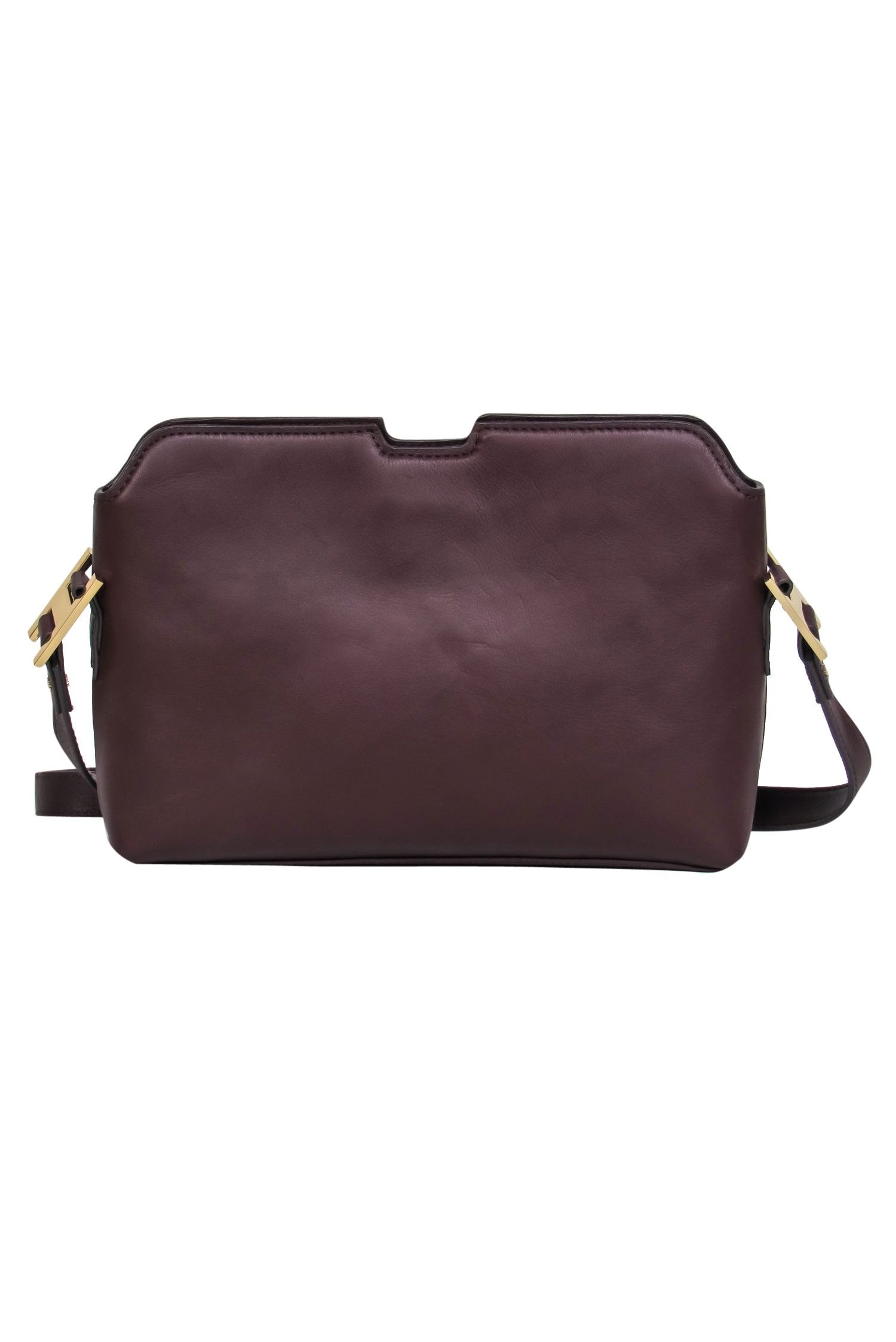 India Hicks - Gorgeous Deep Burgundy Smooth Leather Crossbody with Shining Gold Hardware