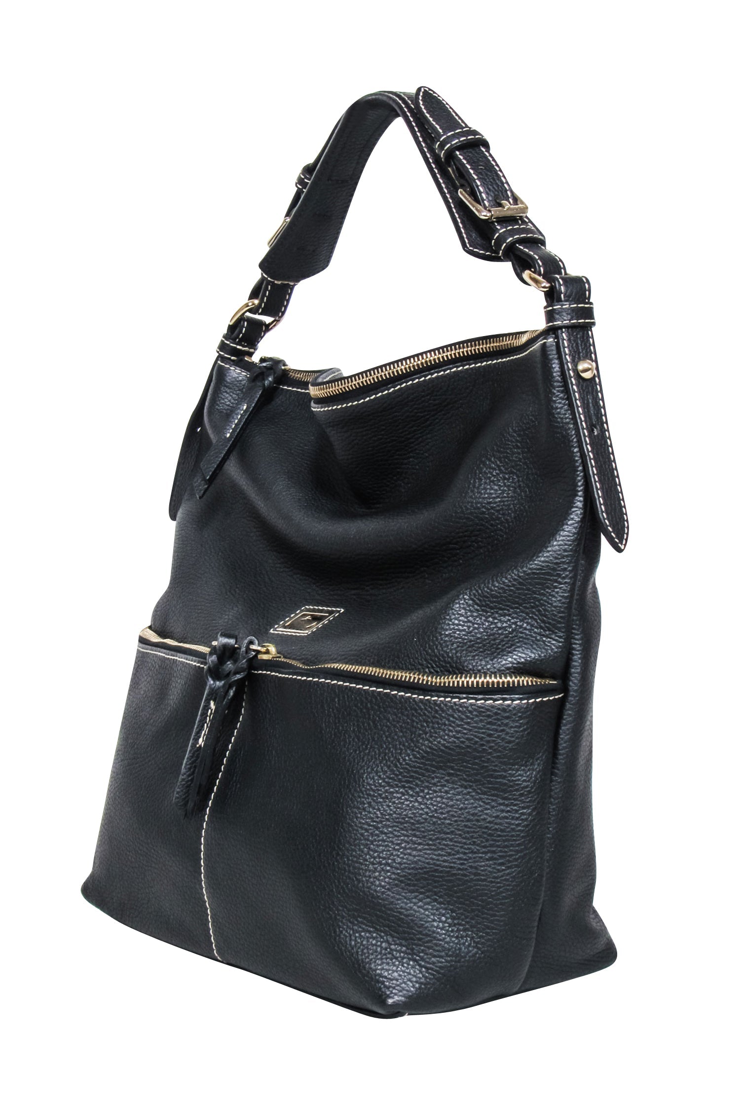 Dooney & Bourke's Stunning Black Pebbled Leather Large Shoulder Bag