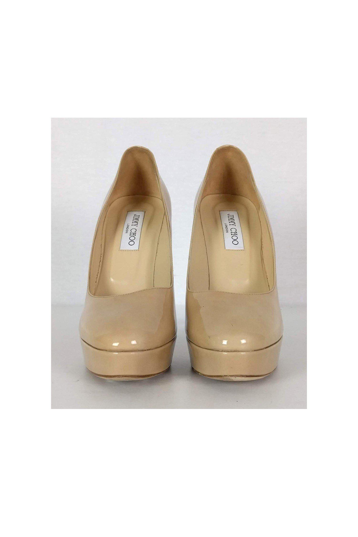 Jimmy Choo's Gorgeous Tan Platform Patent Leather Pumps - Size 10