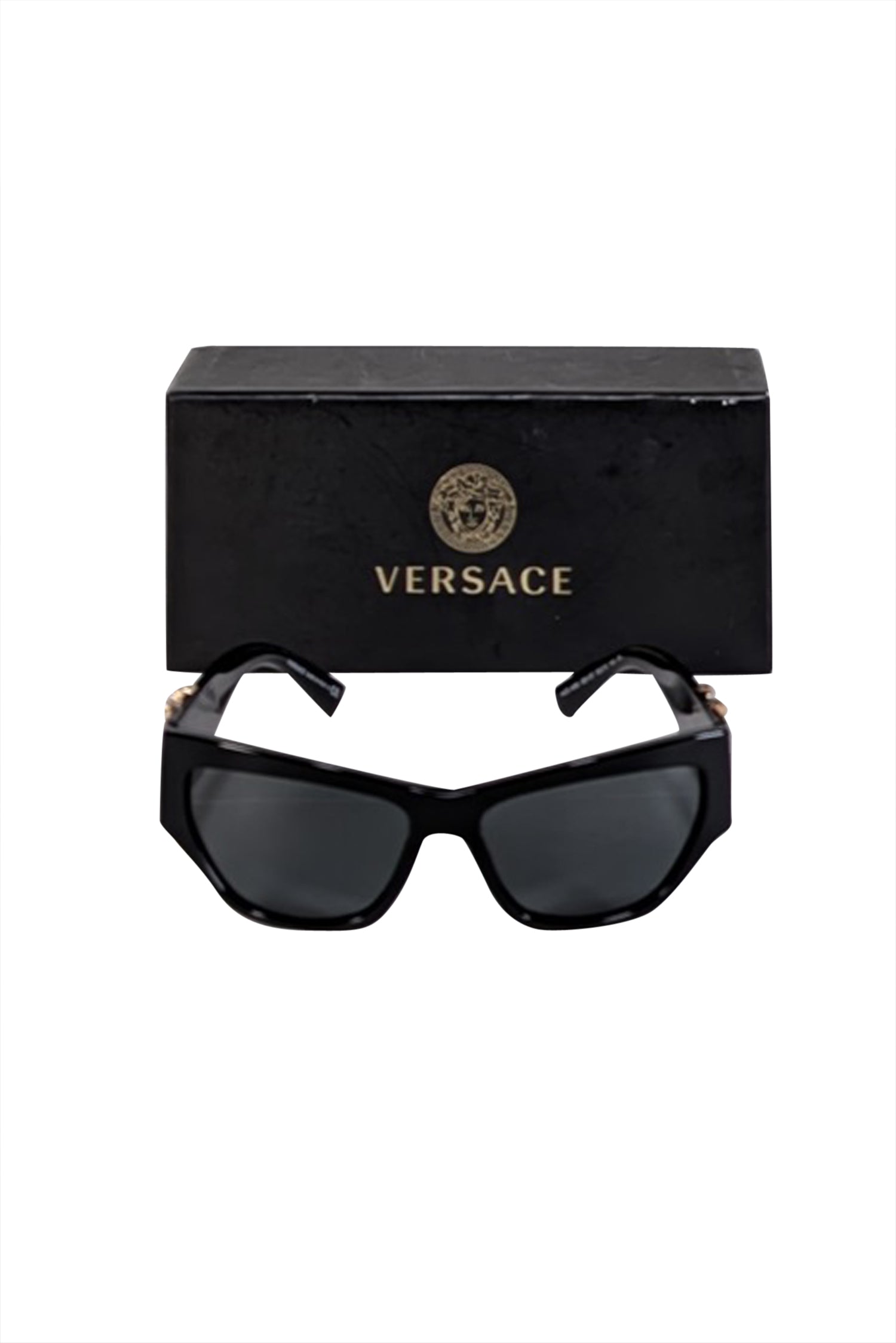 Versace Glamorous Black Thick Cat Eye Sunglasses
