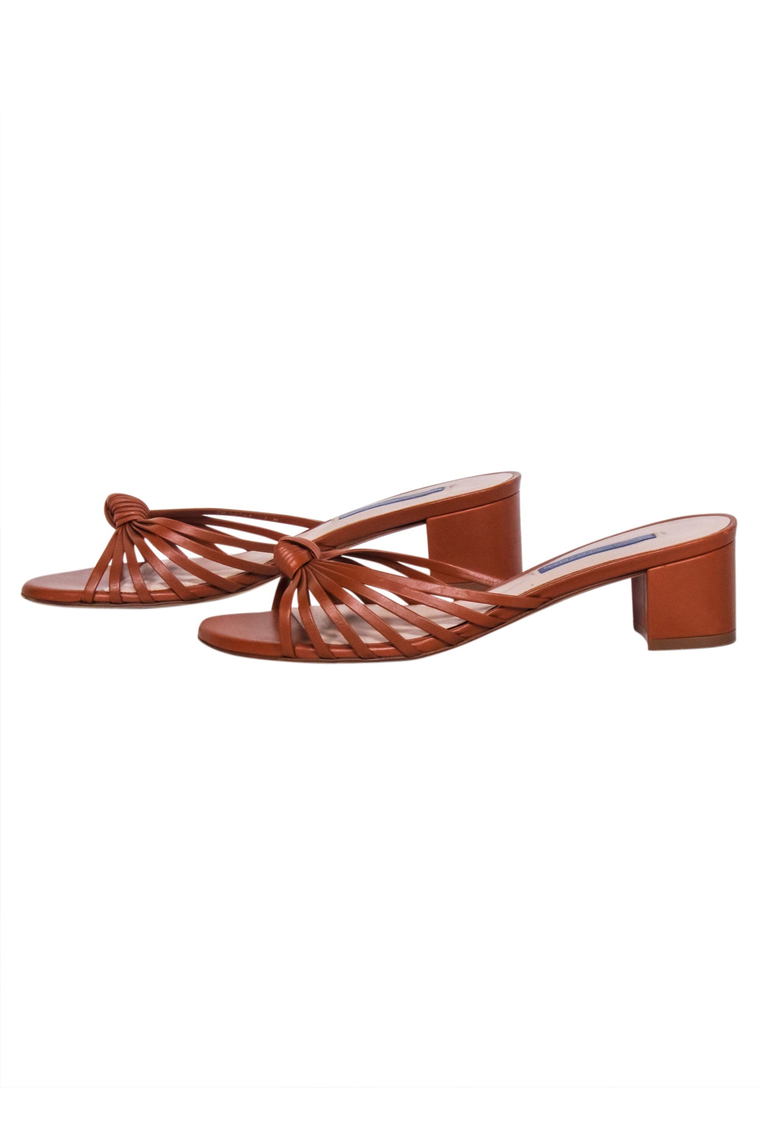 Stuart Weitzman Tan Leather Knot Front Sandals - Size 8