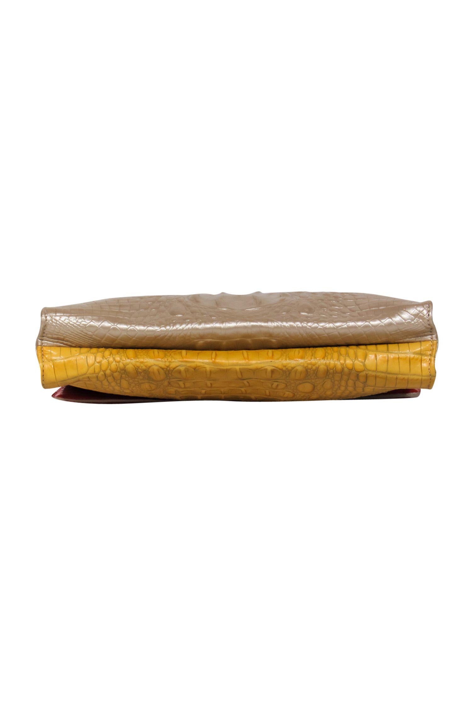 Brahmin - Stunning Gold, Orange & Yellow Colorblocked Crocodile Embossed Crossbody Bag
