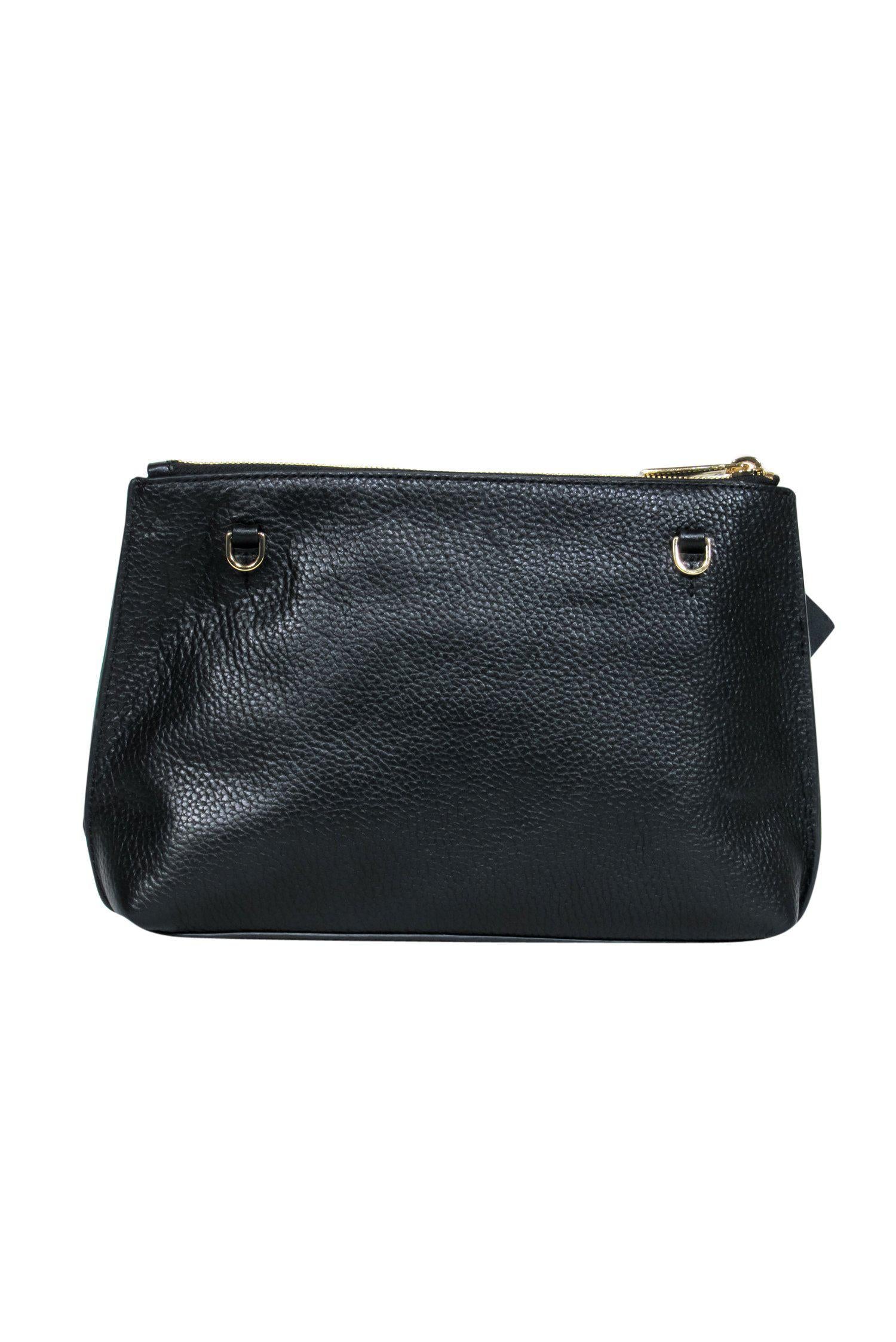 Ted Baker Darrina - Black Pebbled Leather Chain Crossbody Bag with Bow