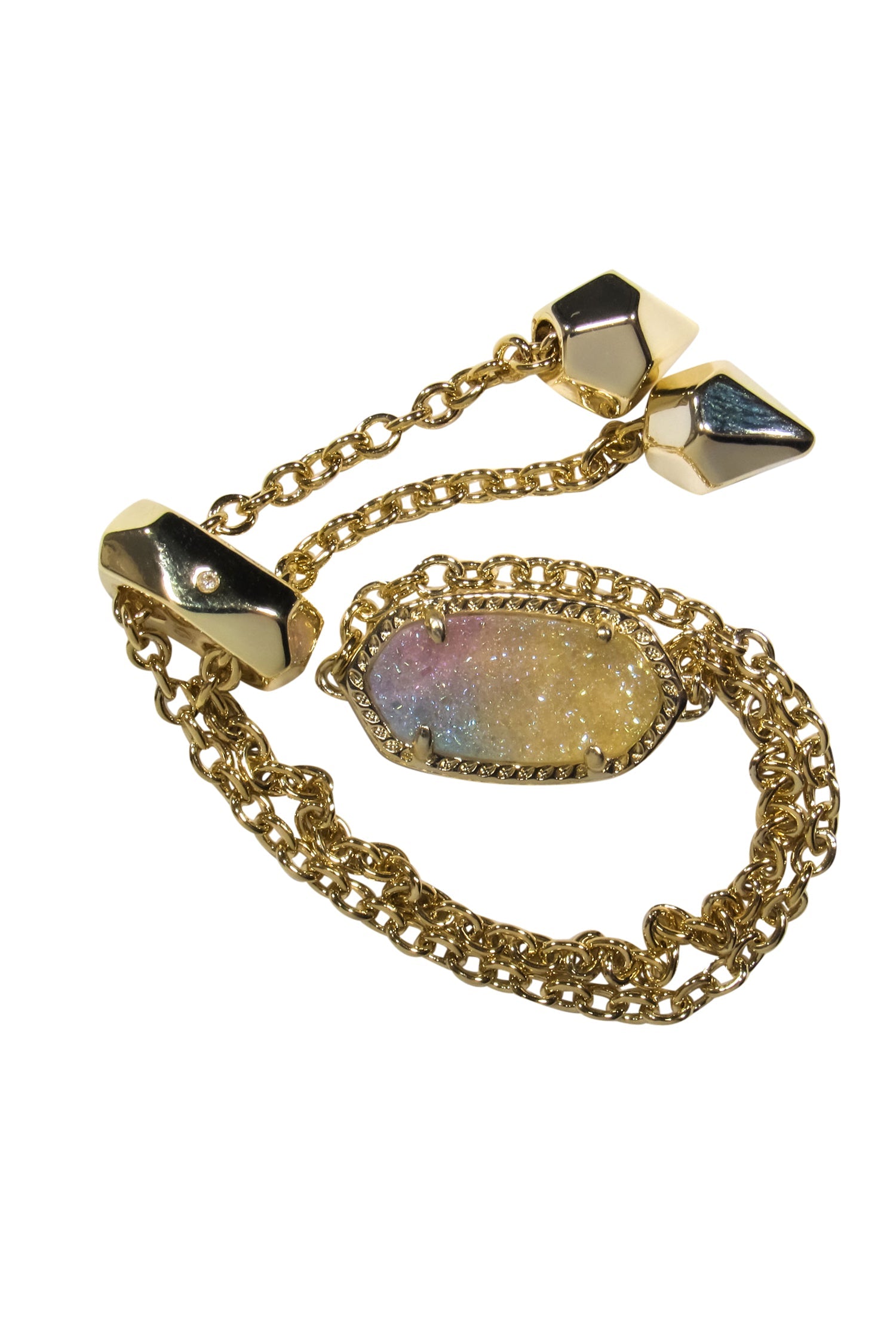 Kendra Scott - Stunning Gold Adjustable 'Elaina' Chain Bracelet with Sparkly Iridescent Stone