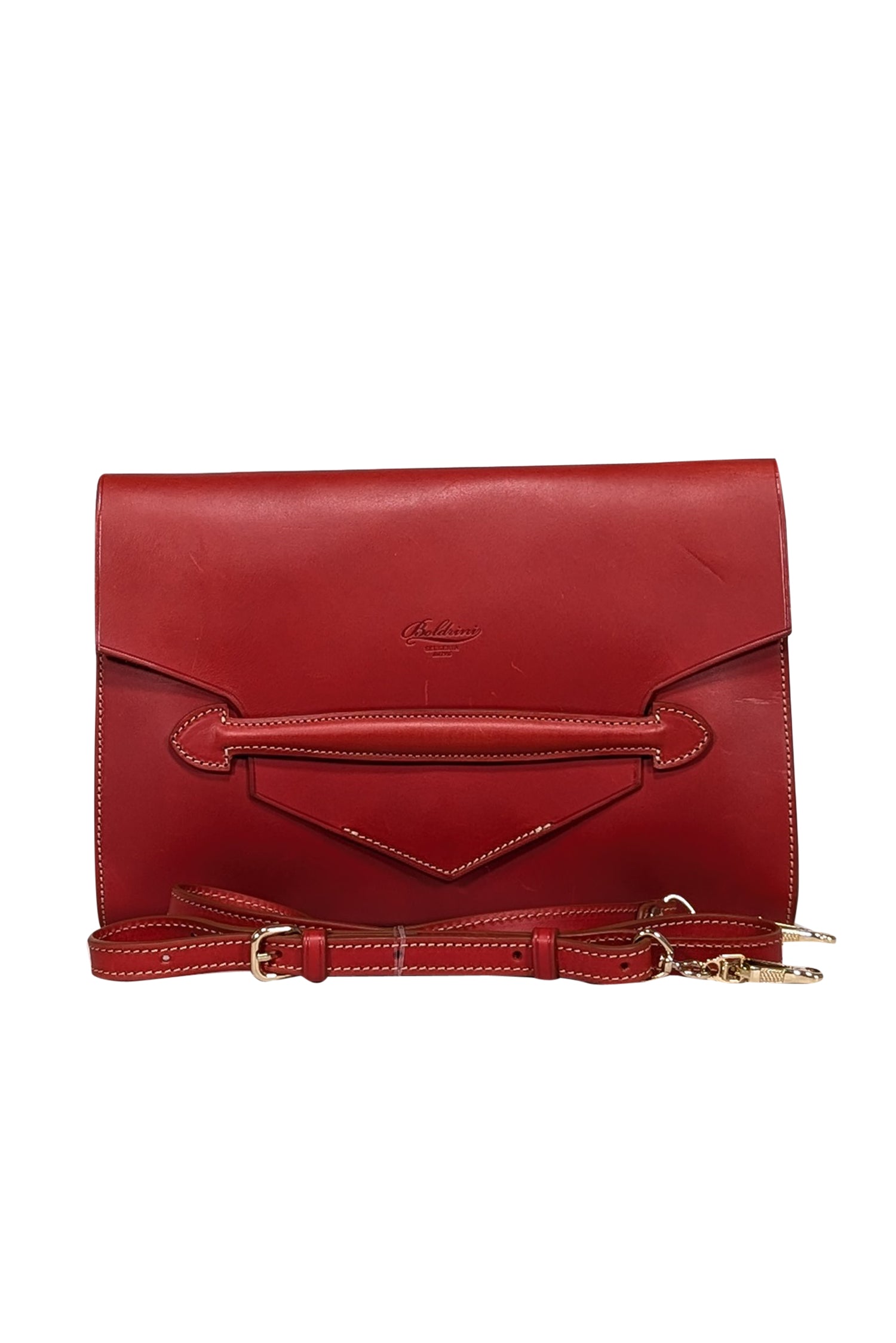 Boldrini Ruby Red Leather Envelope Clutch - A Statement Piece