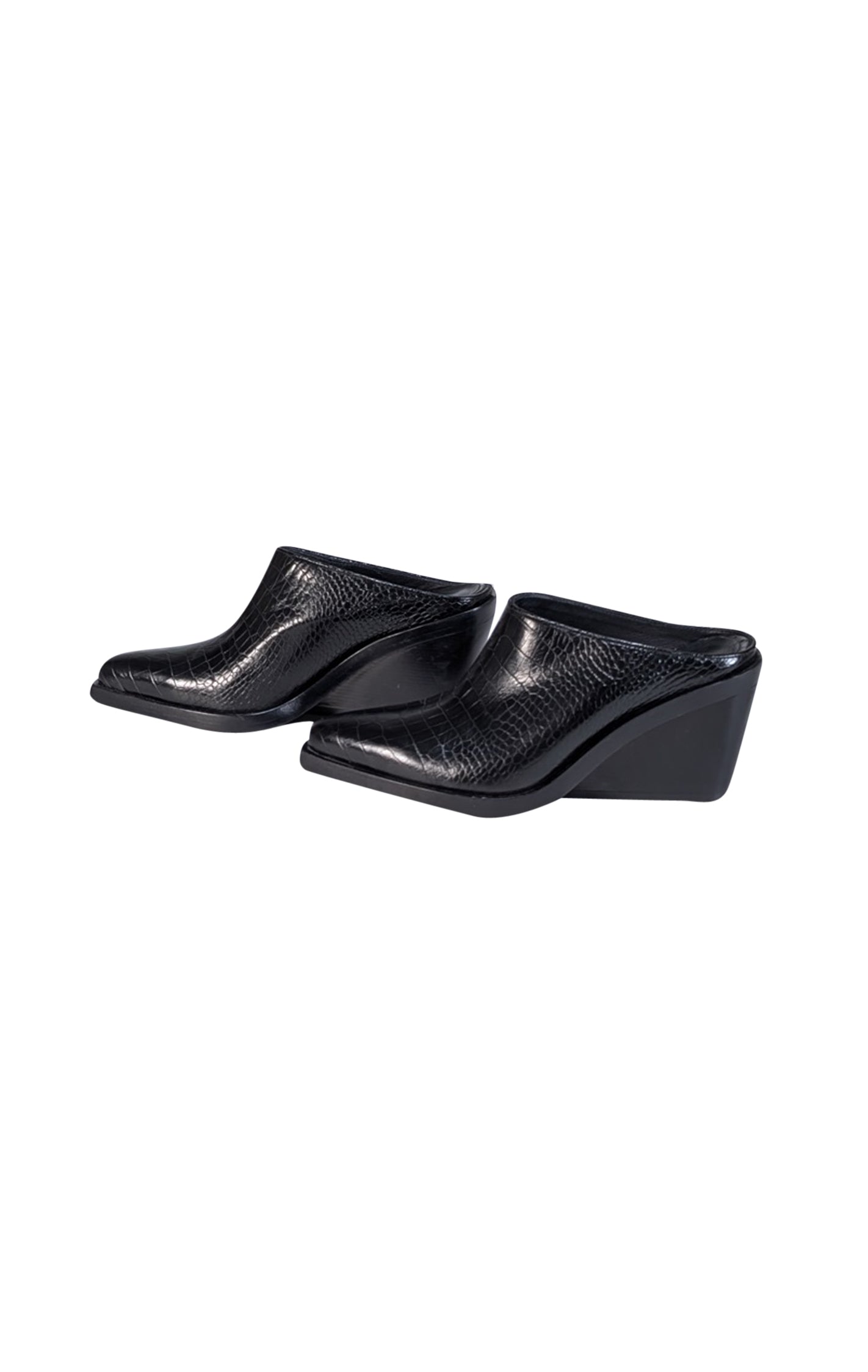 Rag & Bone - Stunning Black Croc Embossed Leather Mules Size 7