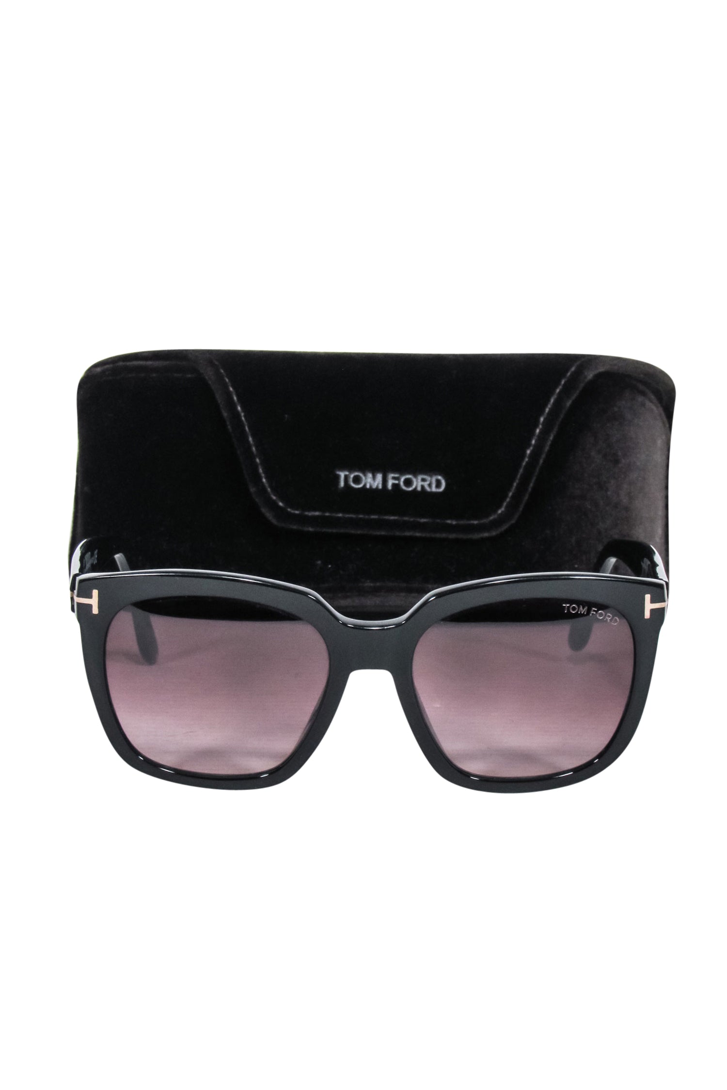 Tom Ford - Stunning Black Large Sunglasses with Brown Ombre Lenses