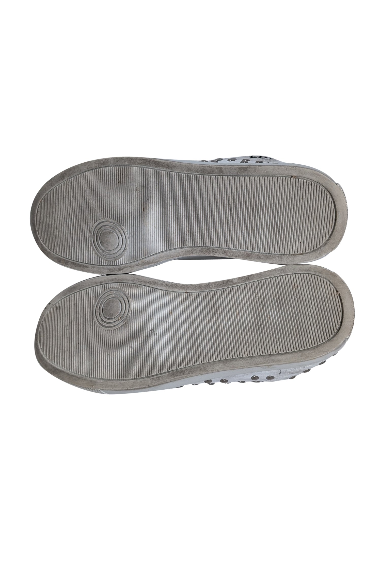Zadig & Voltaire Distressed White Leather Heart-Embellished Sneakers - Size 9
